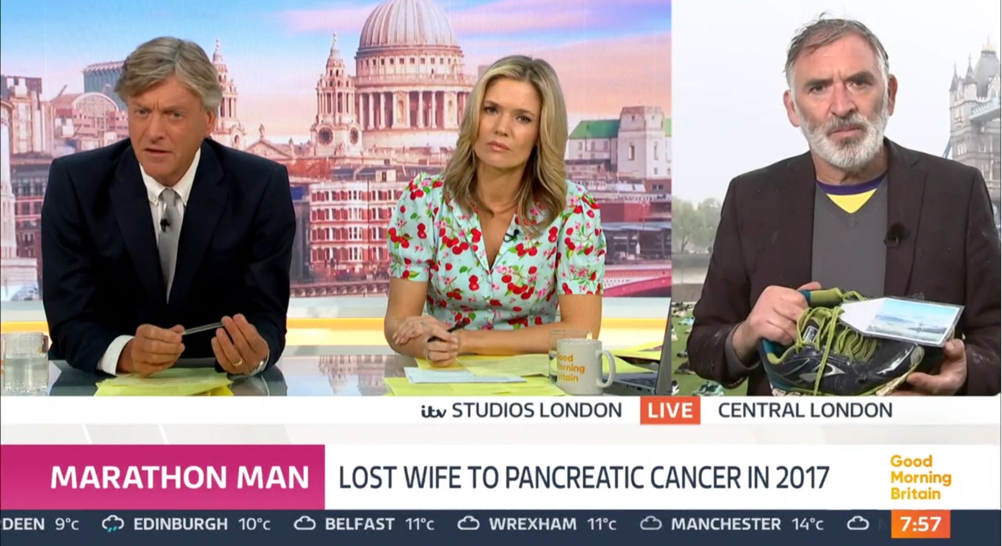 Richard Madeley and Charlotte Hawkins talking to Tony Audenshaw on Good Morning Britain today