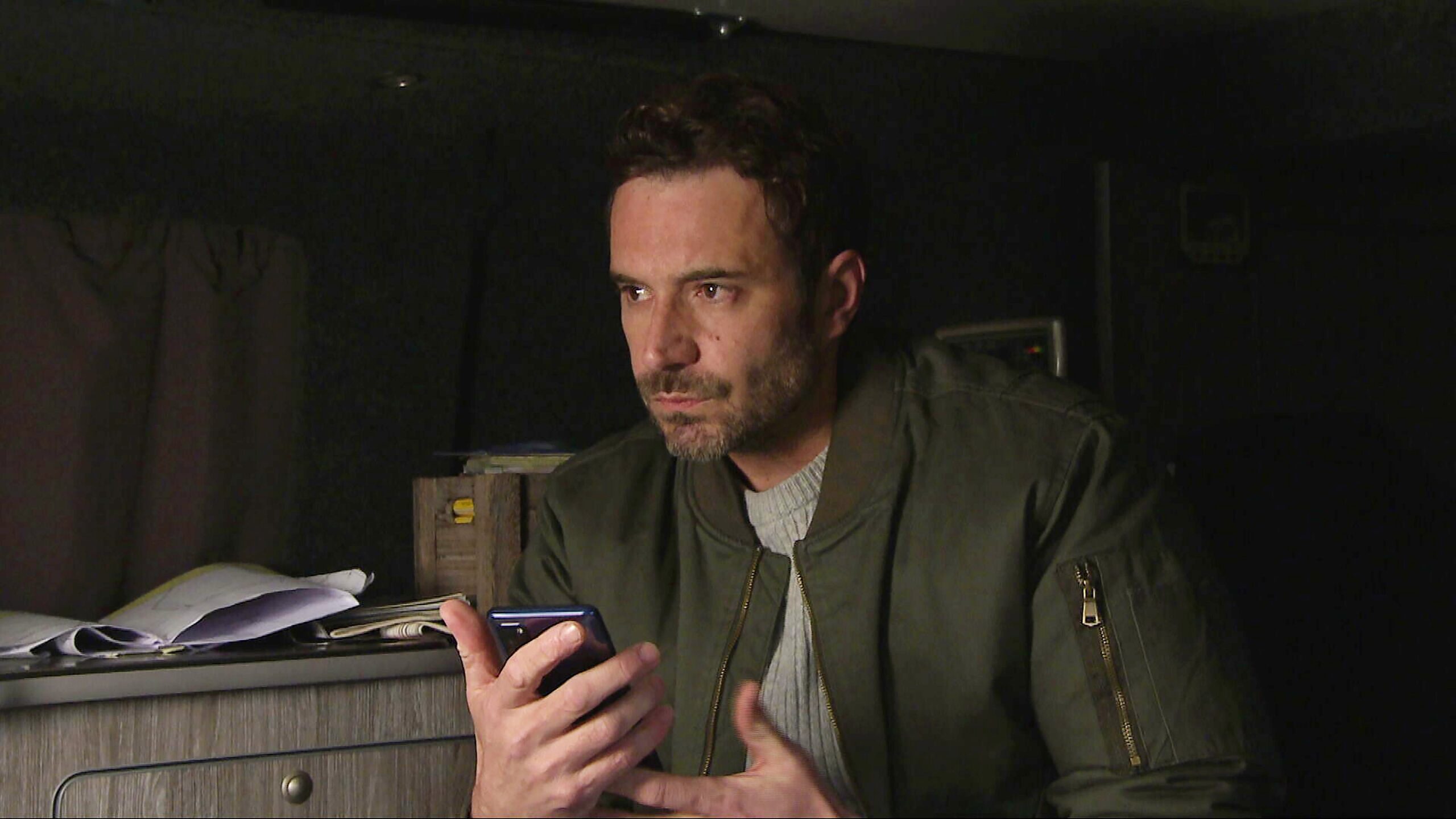 Emmerdale's John on the phone