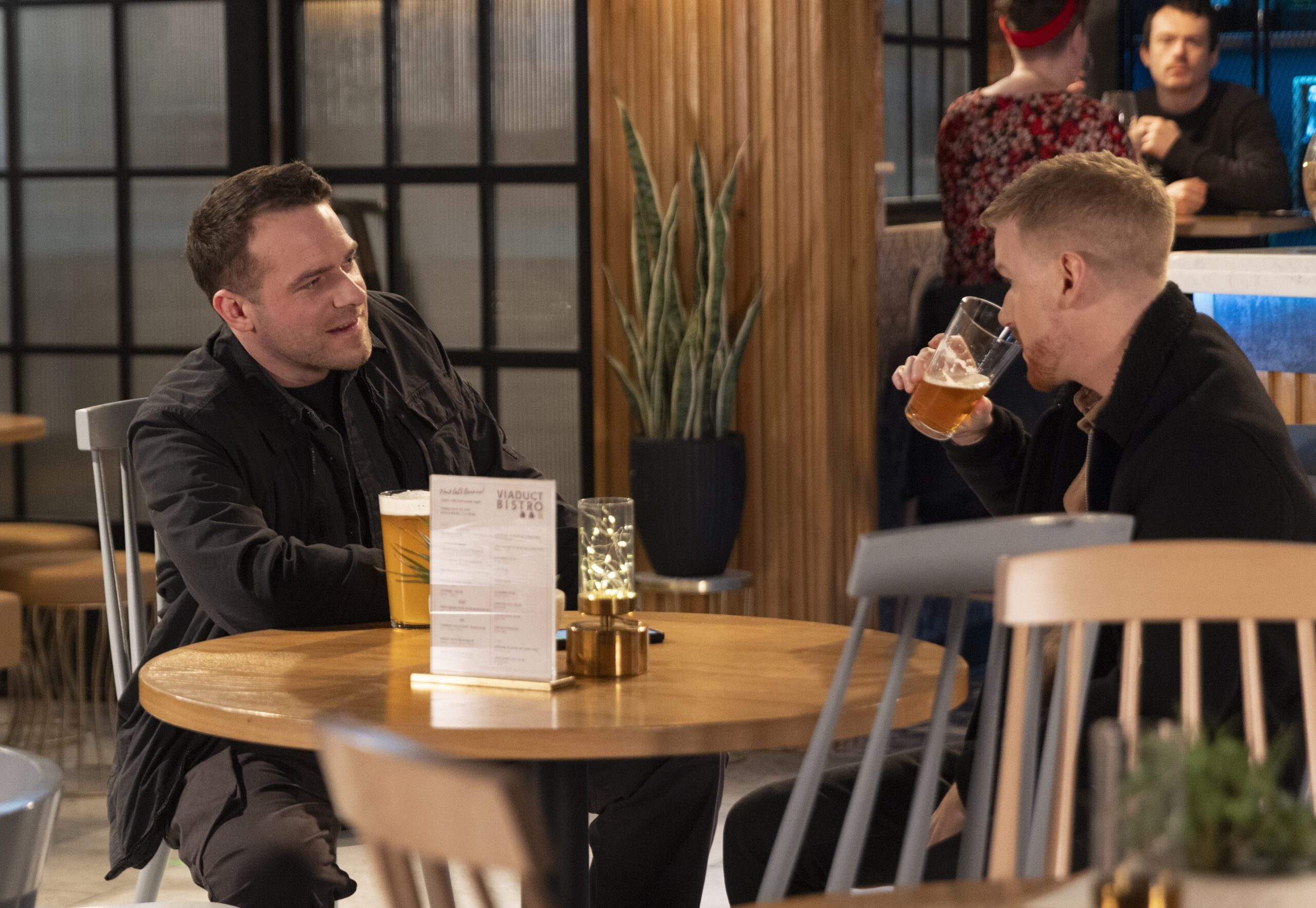Coronation Street's Gary and Mick share a drink