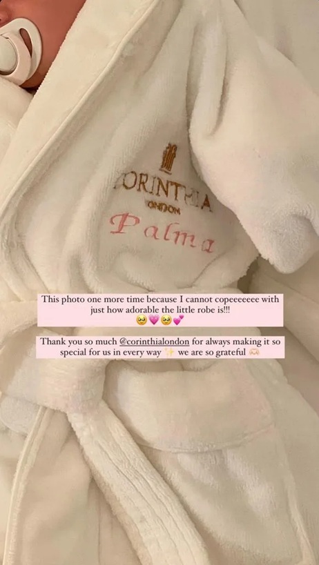 Michelle Keegan's daughter in a robe