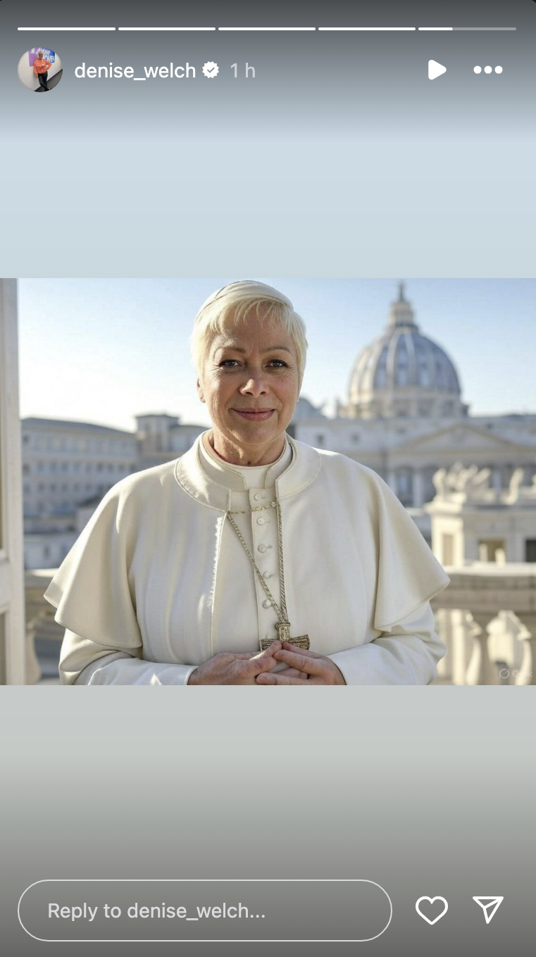 Denise Welch as the Pope in an AI generated picture