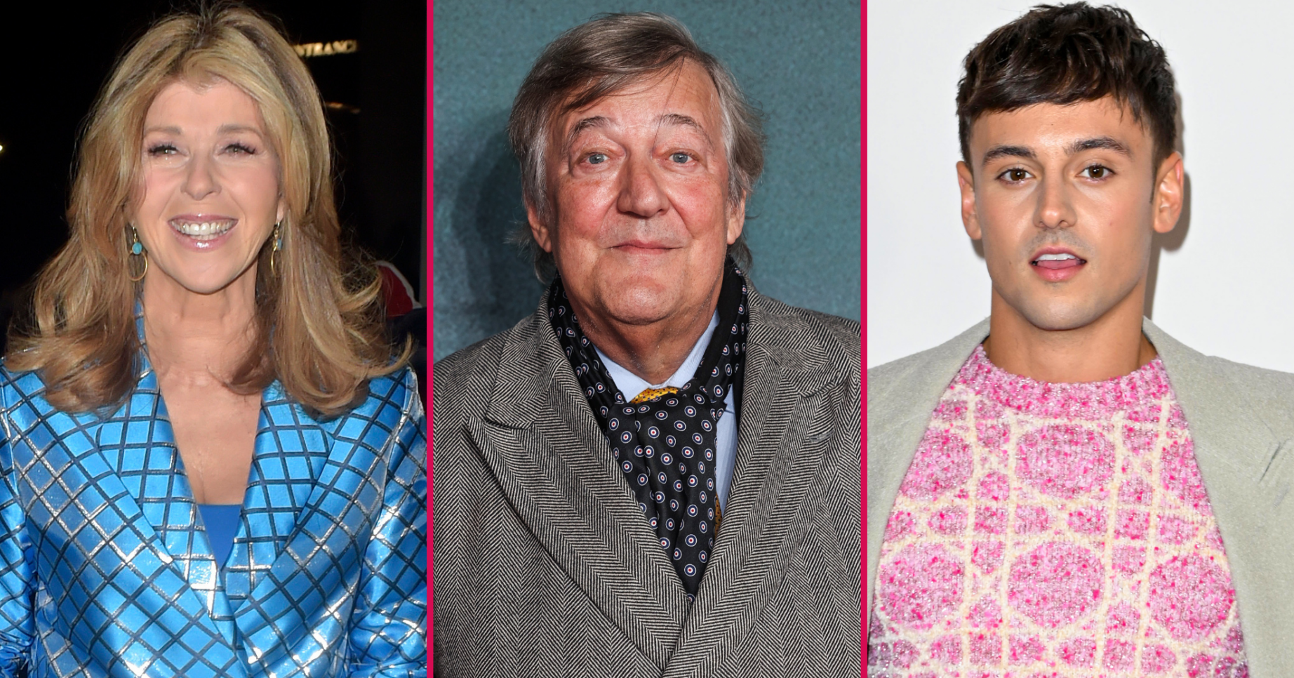 Kate Garraway, Stephen Fry, and Tom Daley smiling