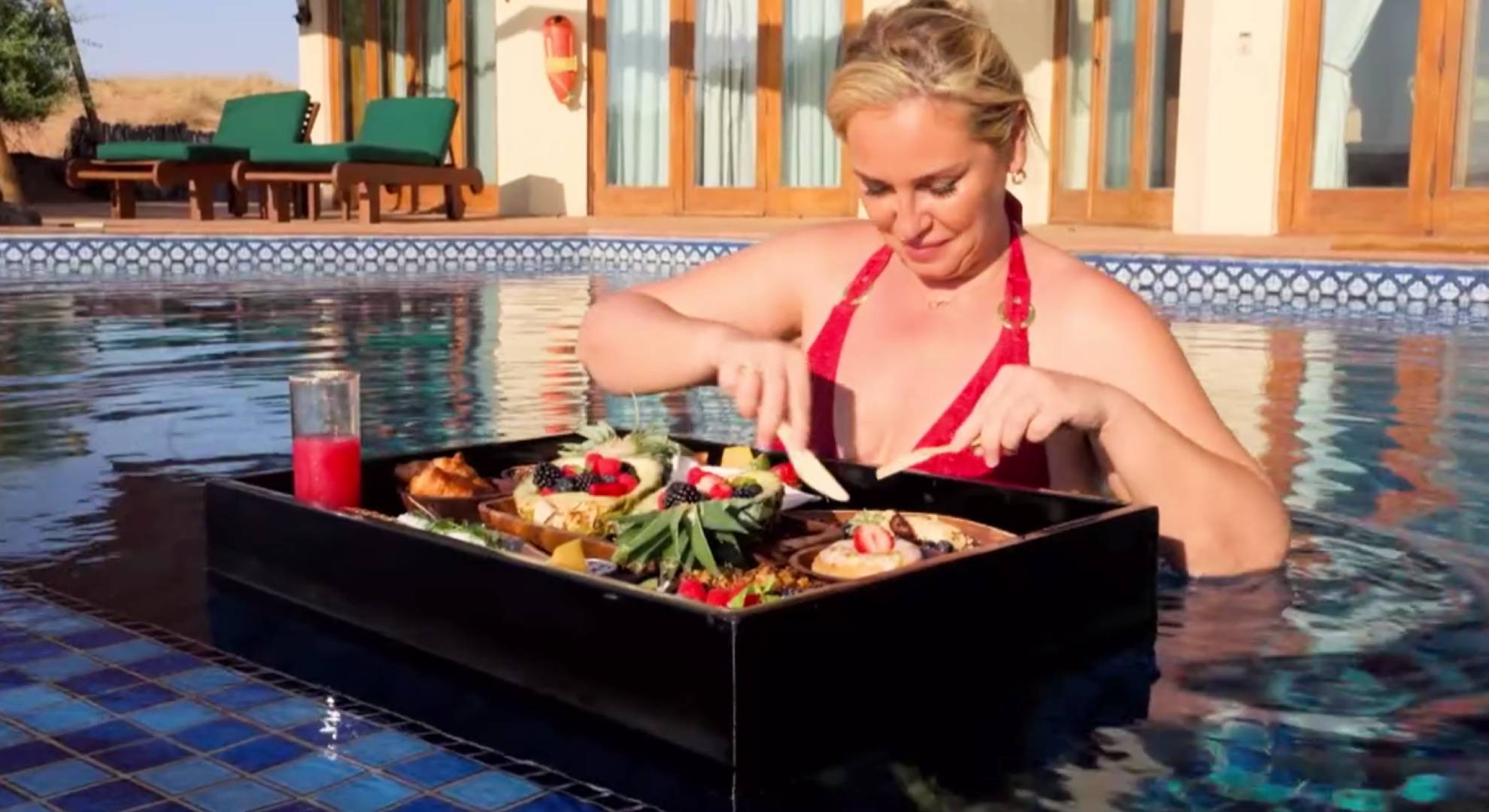 Josie Gibson tucks in