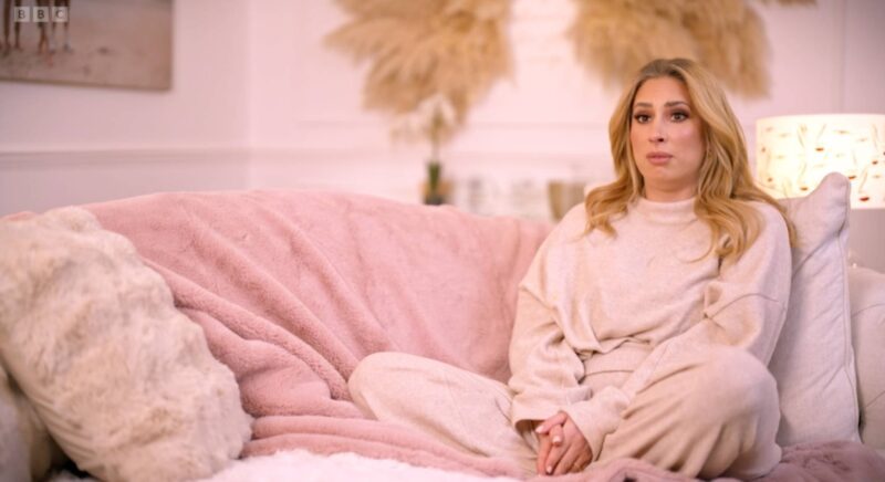 Stacey Solomon looks concerned