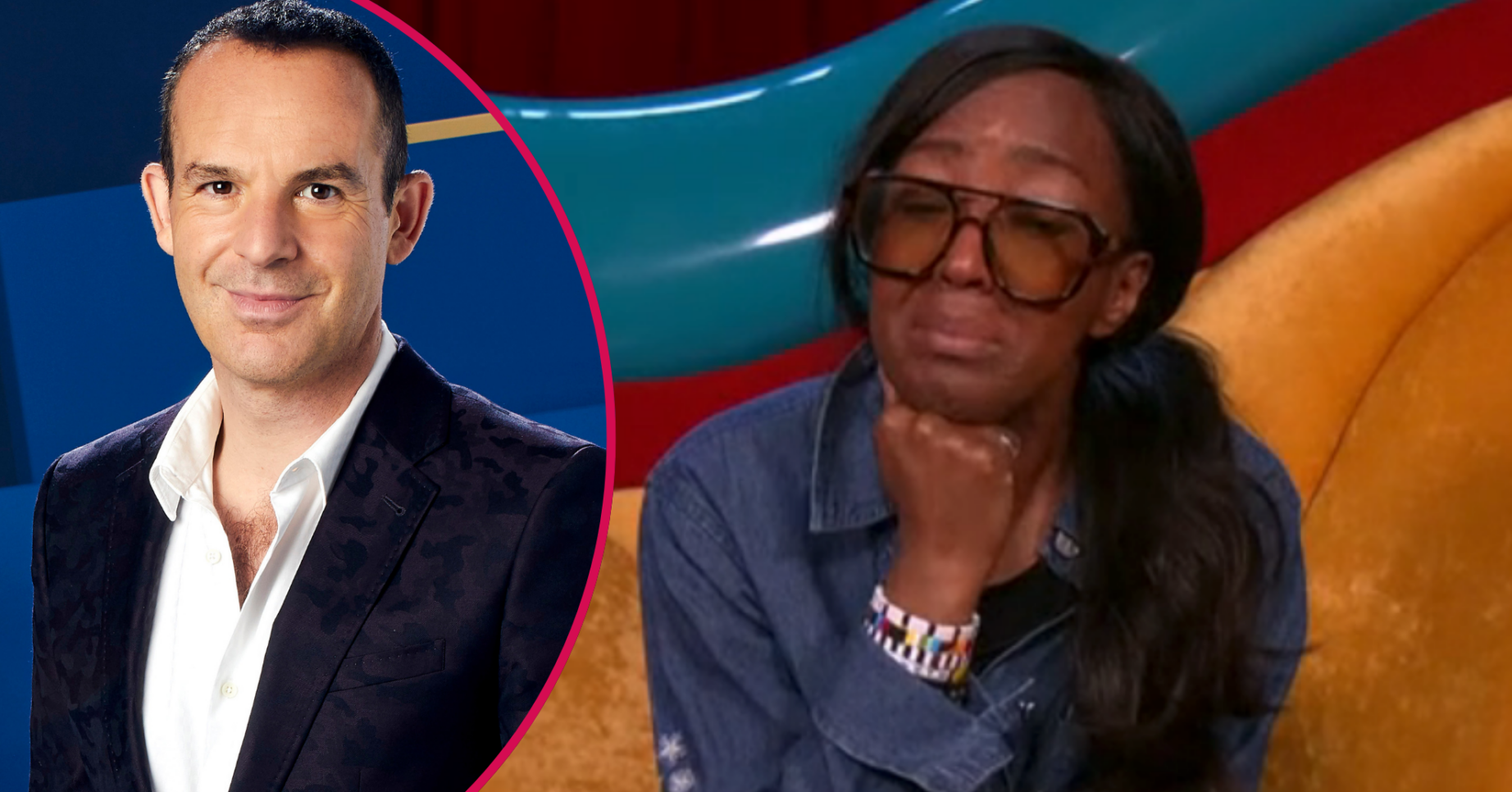 Angellica Bell crying on CBB and Martin Lewis smiling