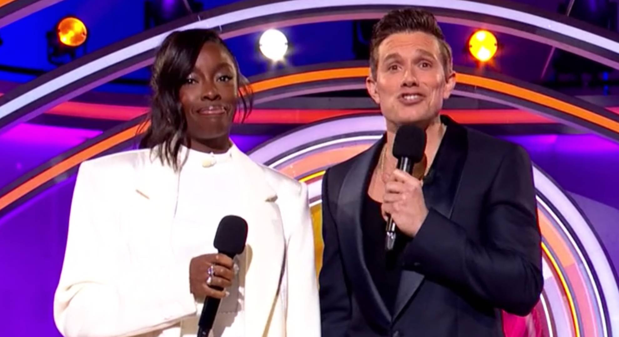 Celebrity Big Brother hosts AJ Odudu and Will Best presenting