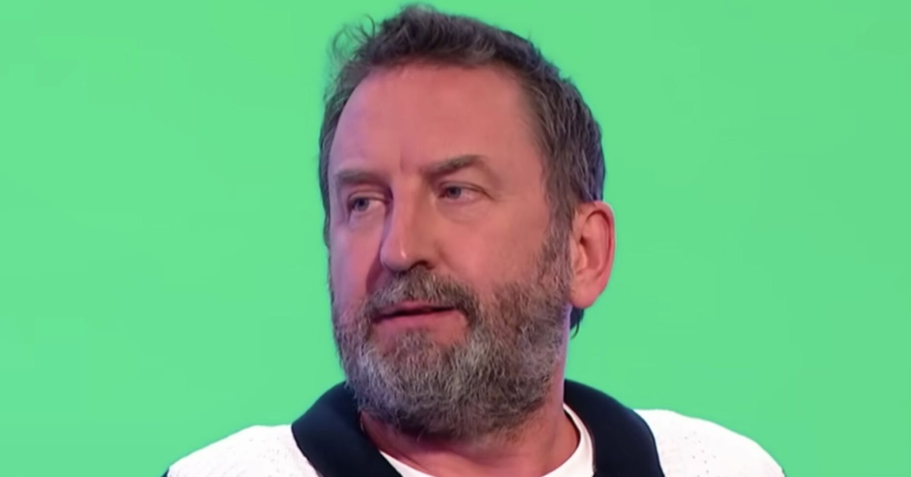 Lee Mack looking serious