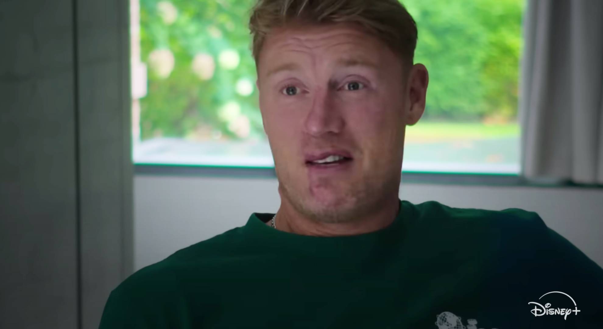 Freddie Flintoff speaks to camera