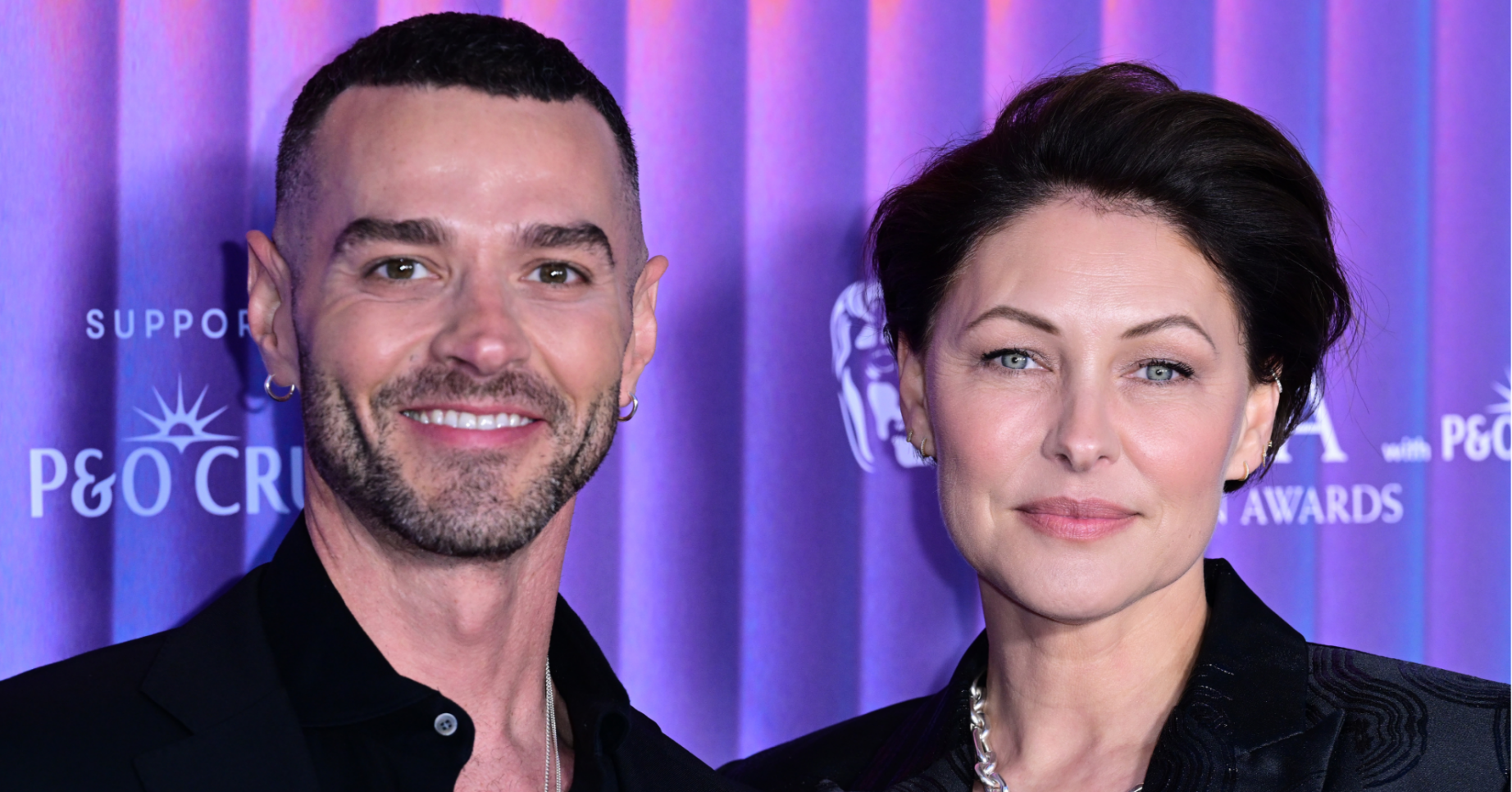 Matt and Emma Willis against a purple background