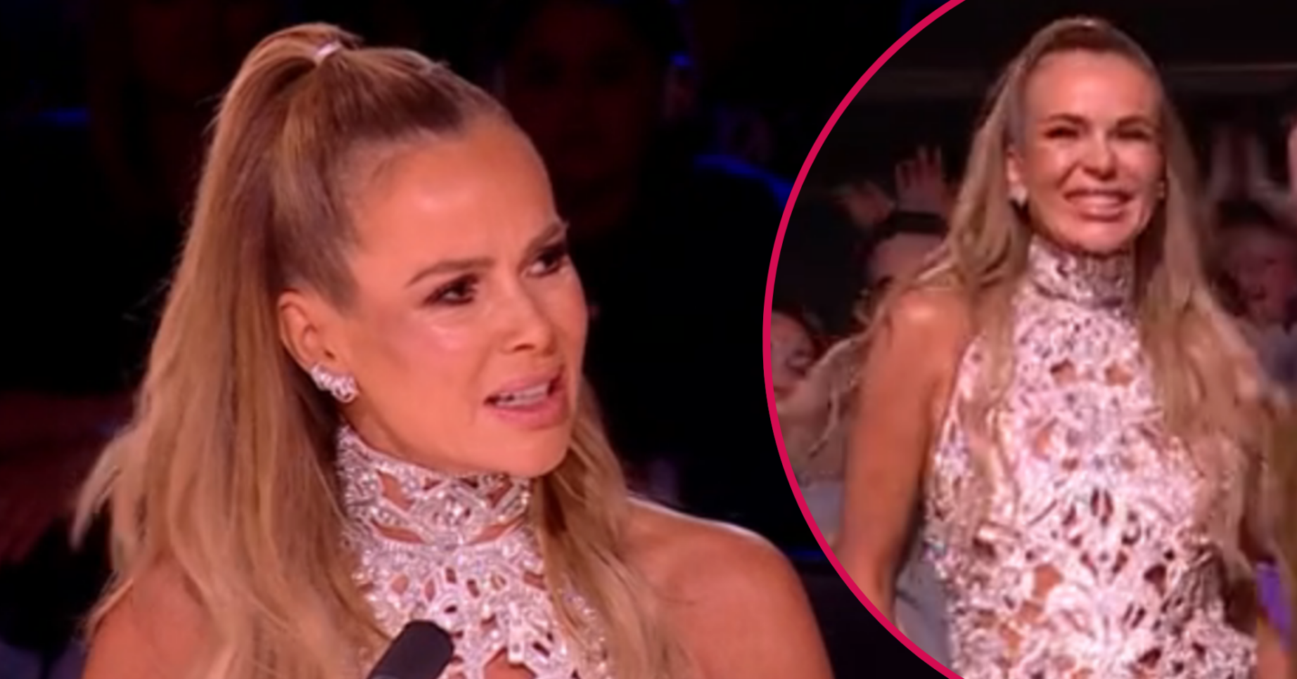 Amanda Holden wearing a silver minidress