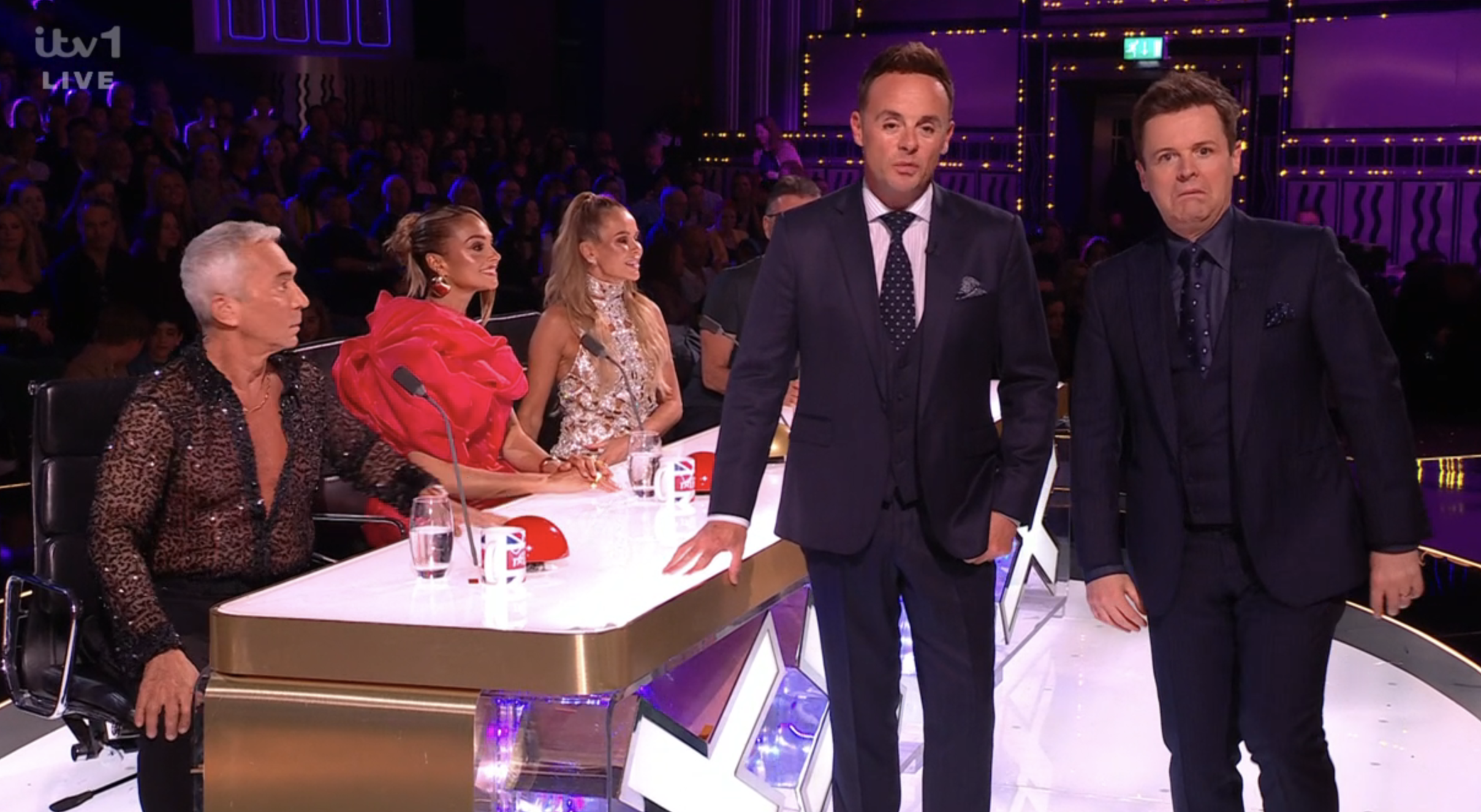 Ant and Dec standing in front of the BGT judges