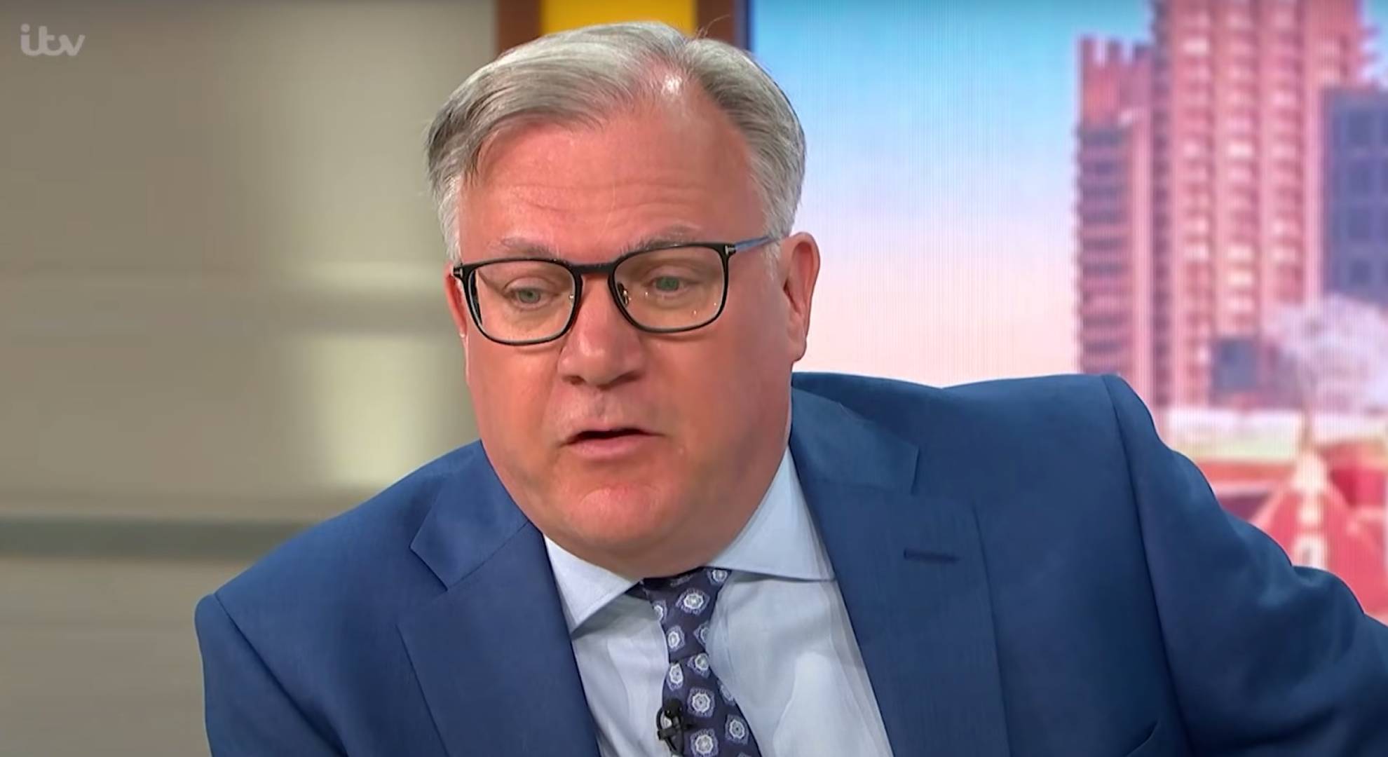 Ed Balls looks downwards