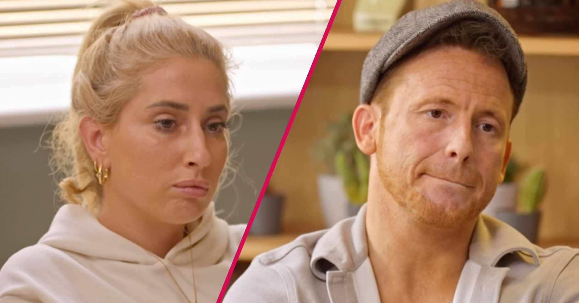 Stacey and Joe both look serious