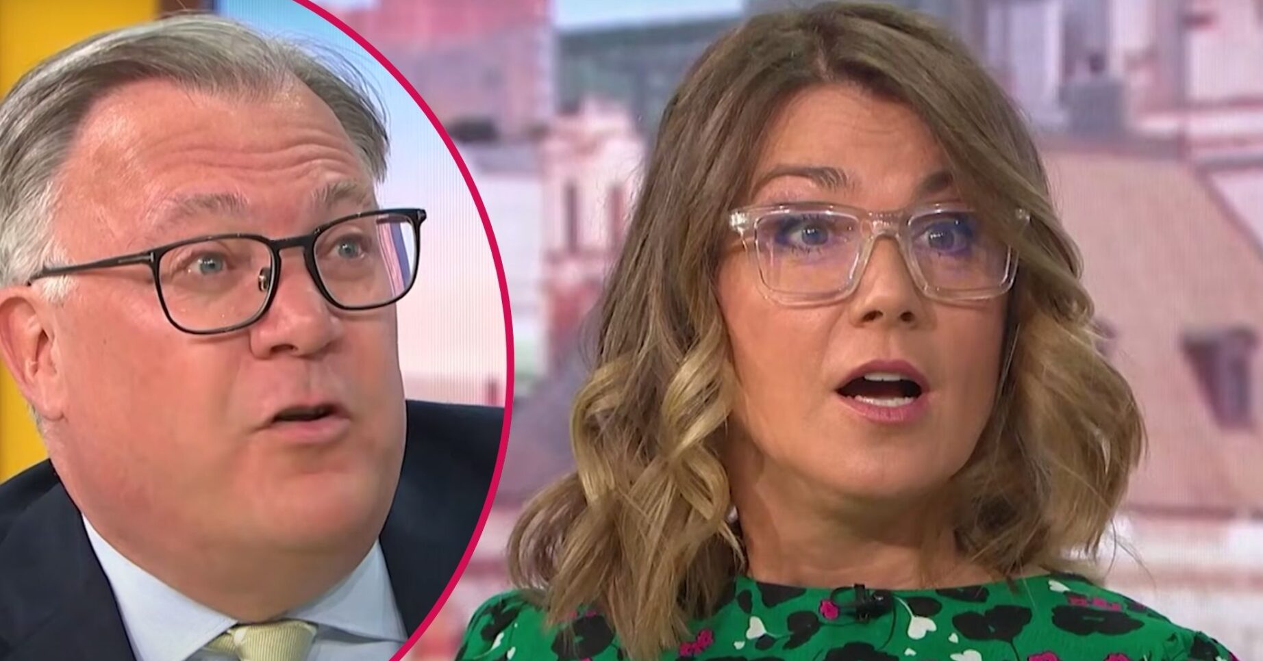 Ed Balls and Susanna Reid both look surprised on GMB today