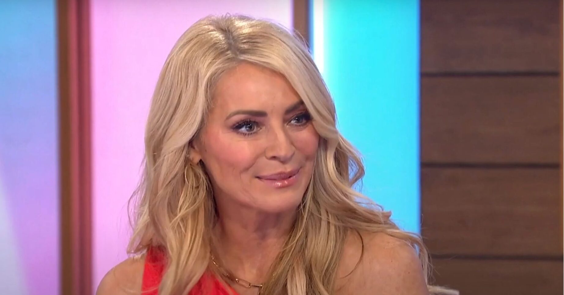 Tess Daly smirking on Loose Women