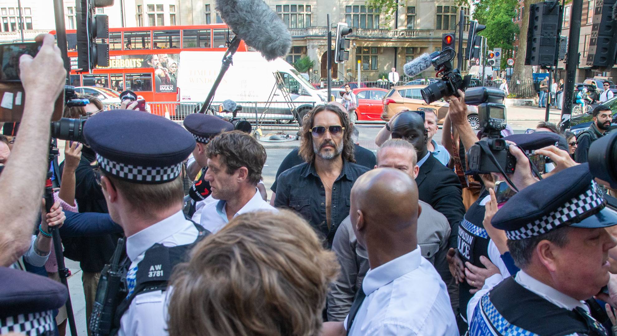 Russell Brand arrives at court