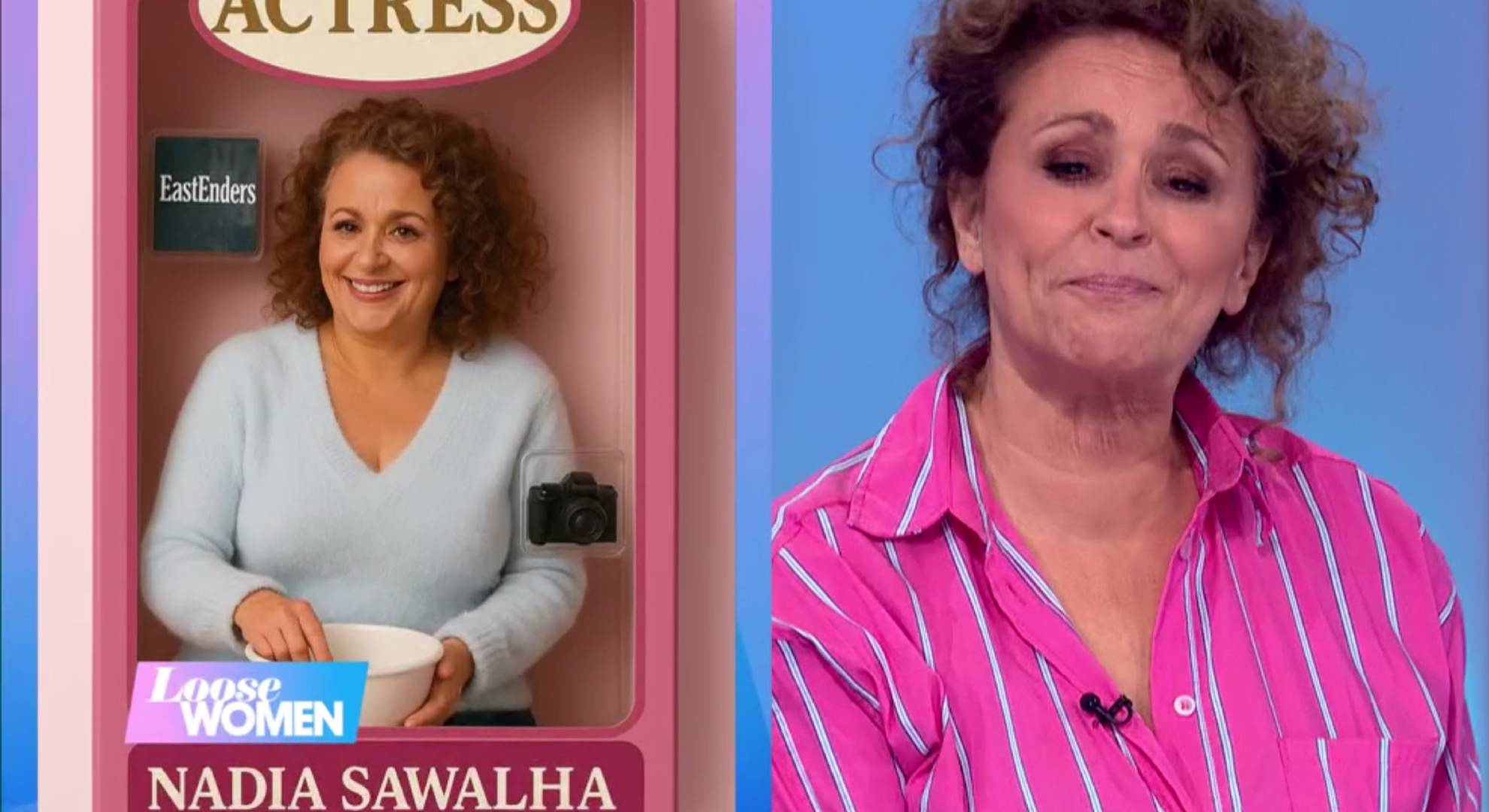 Nadia Sawalha reacts