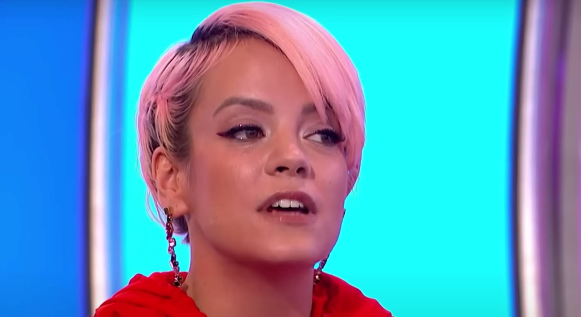 Lily Allen with pink hair