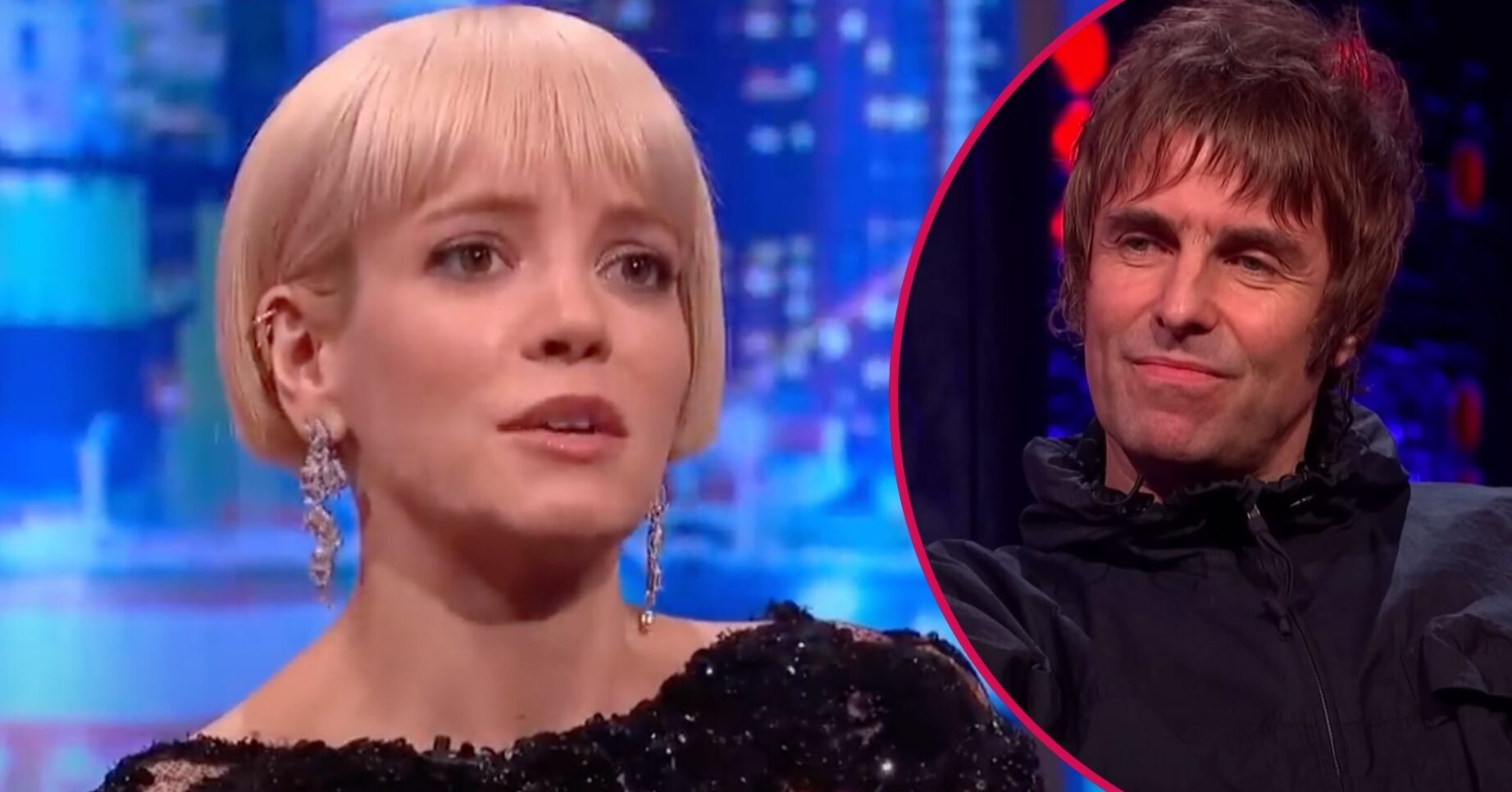 Lily Allen looks concerned, Liam Gallagher looks smug