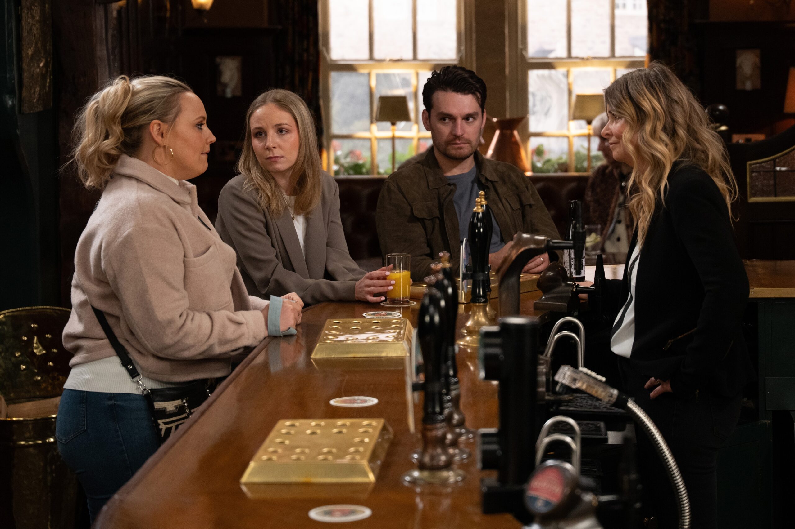 Tracy, Belle, Mack and Charity in the pub