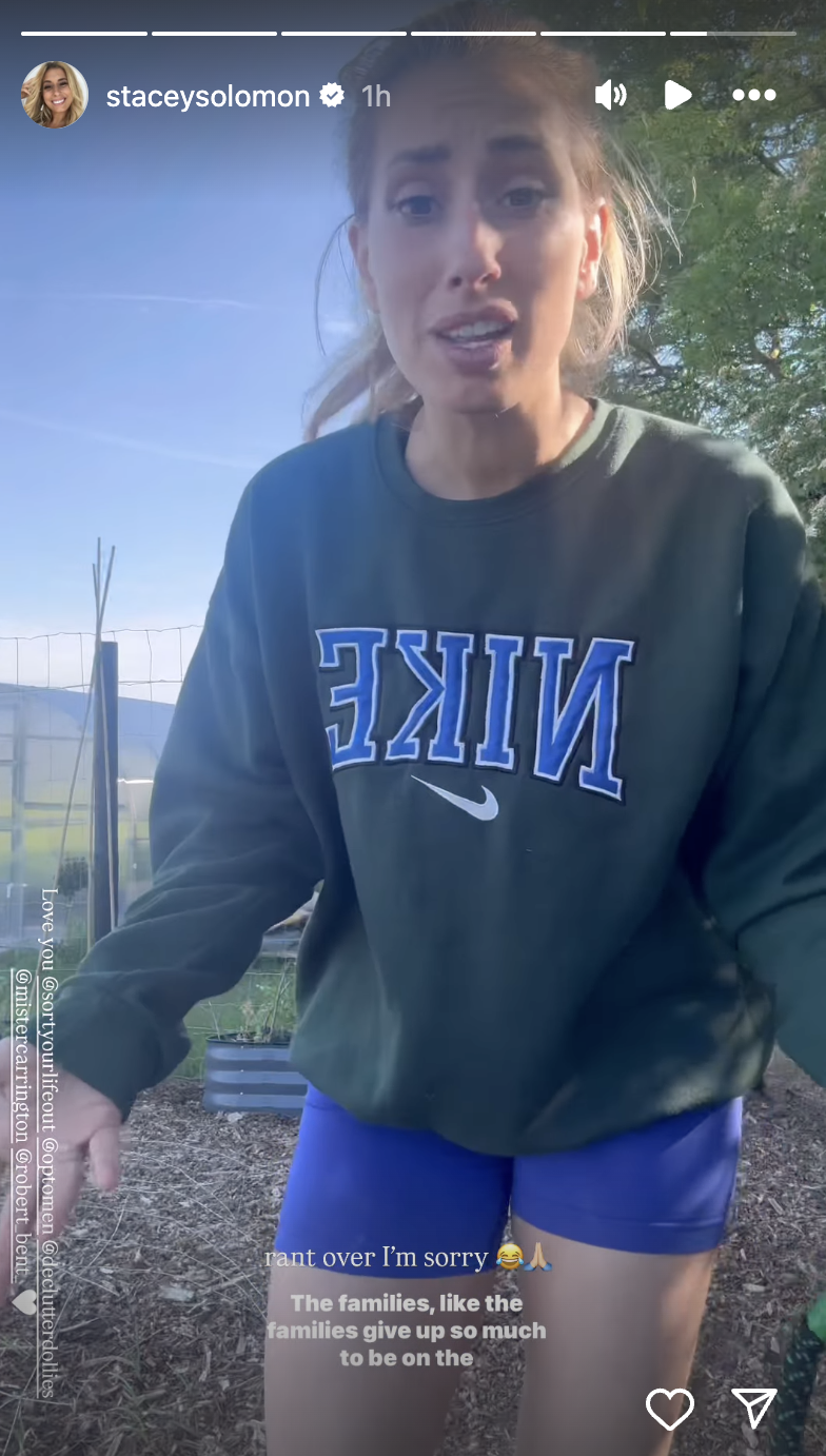 Stacey Solomon on her Insta story