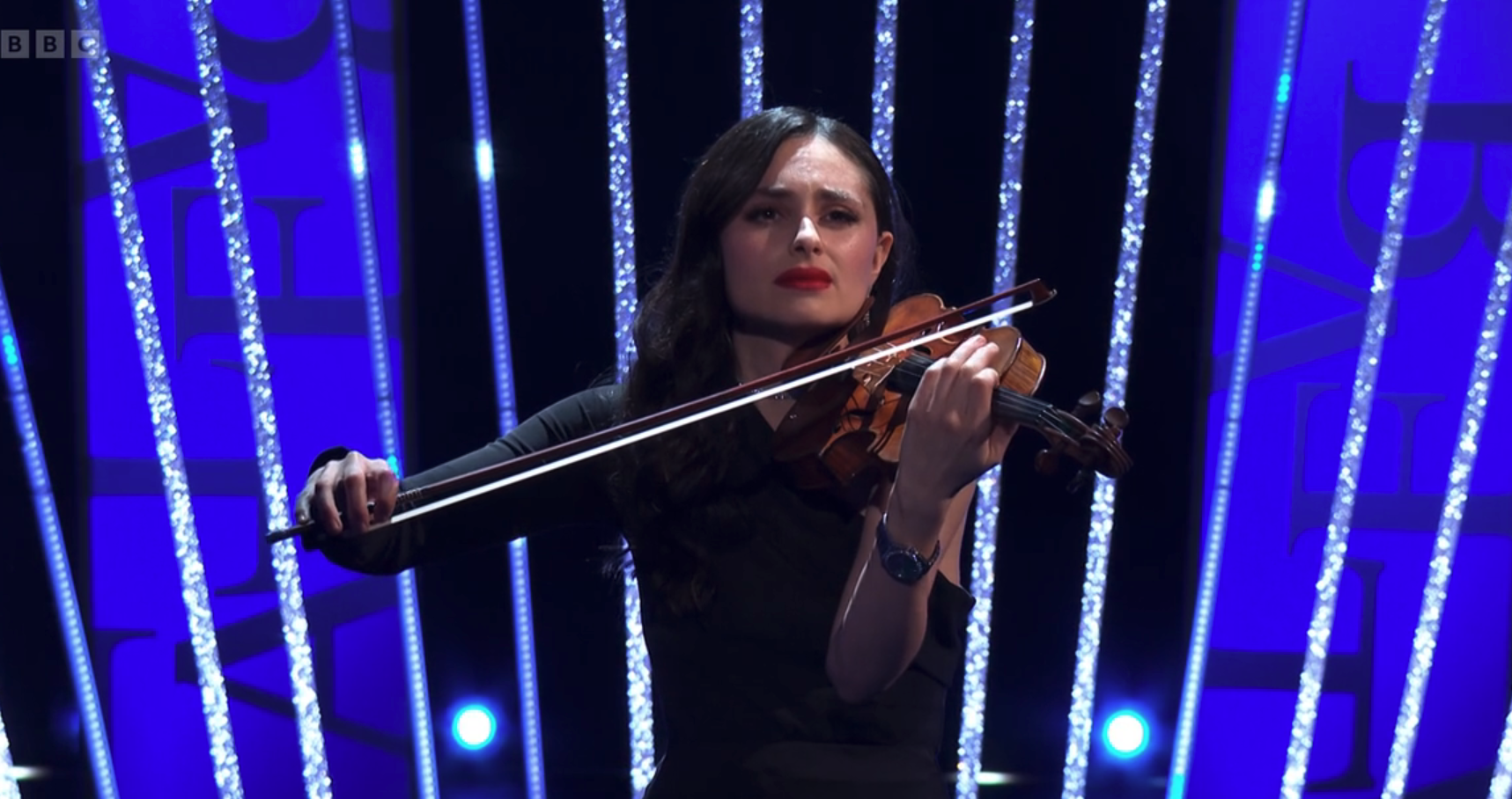 Concert violinist Esther Abrami performing at the BAFTAs