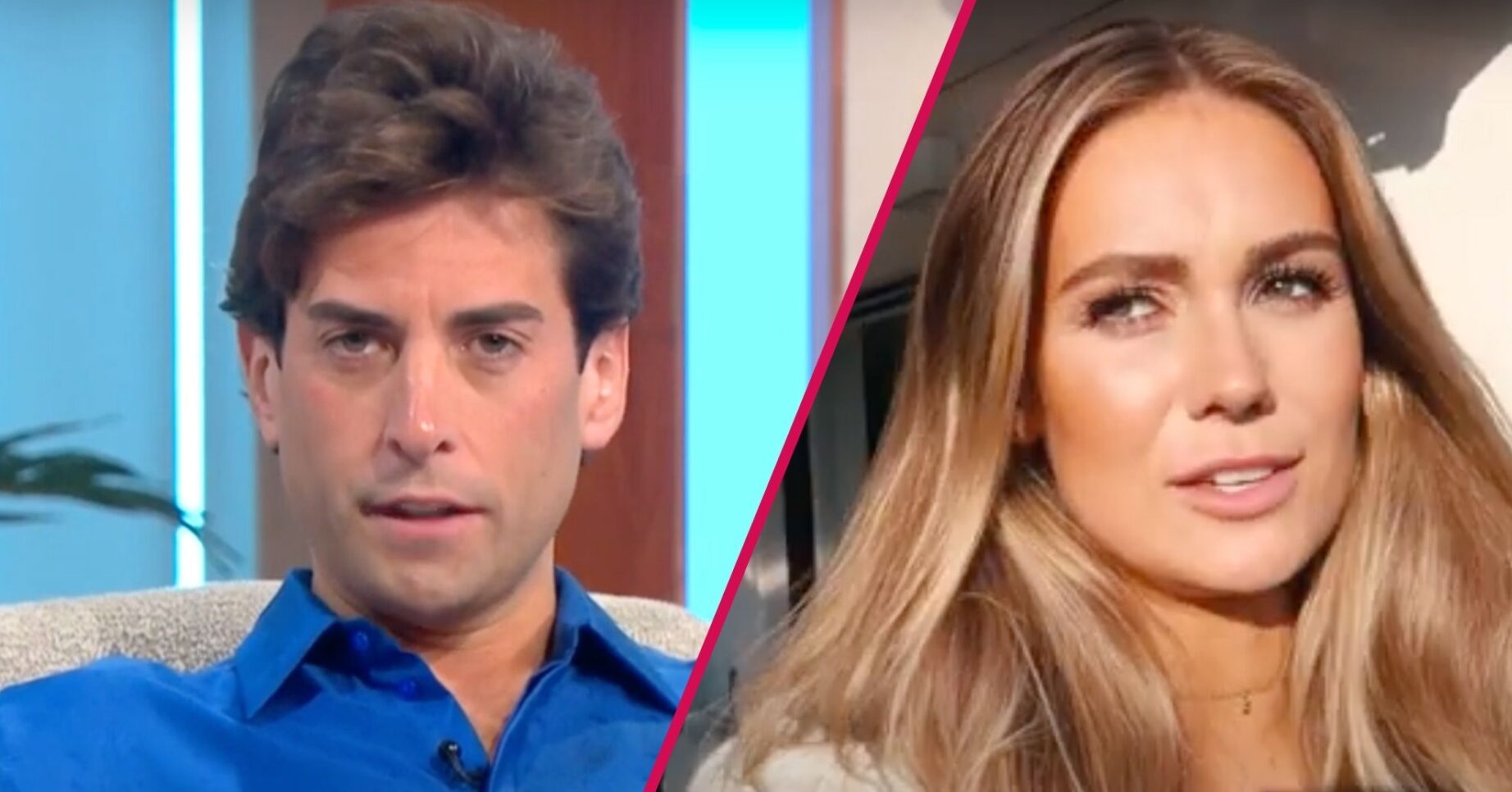 James Argent looks at the camera, Nicoline Artursson looks to her side
