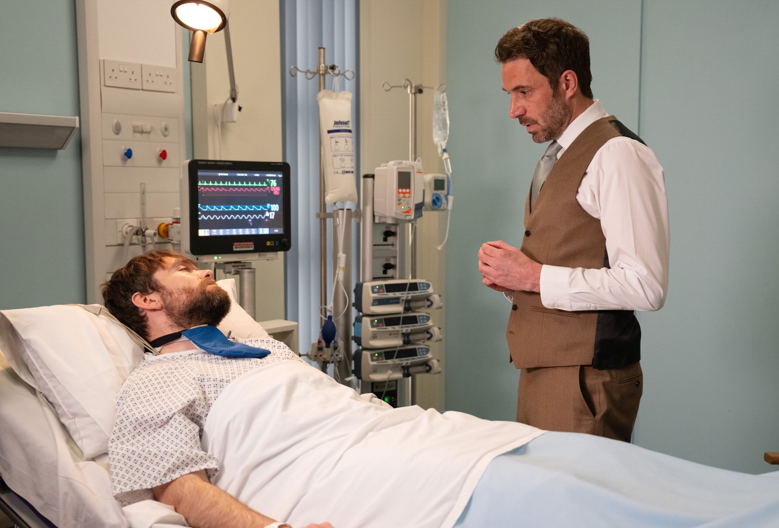 John talking to Aidan at the hospital