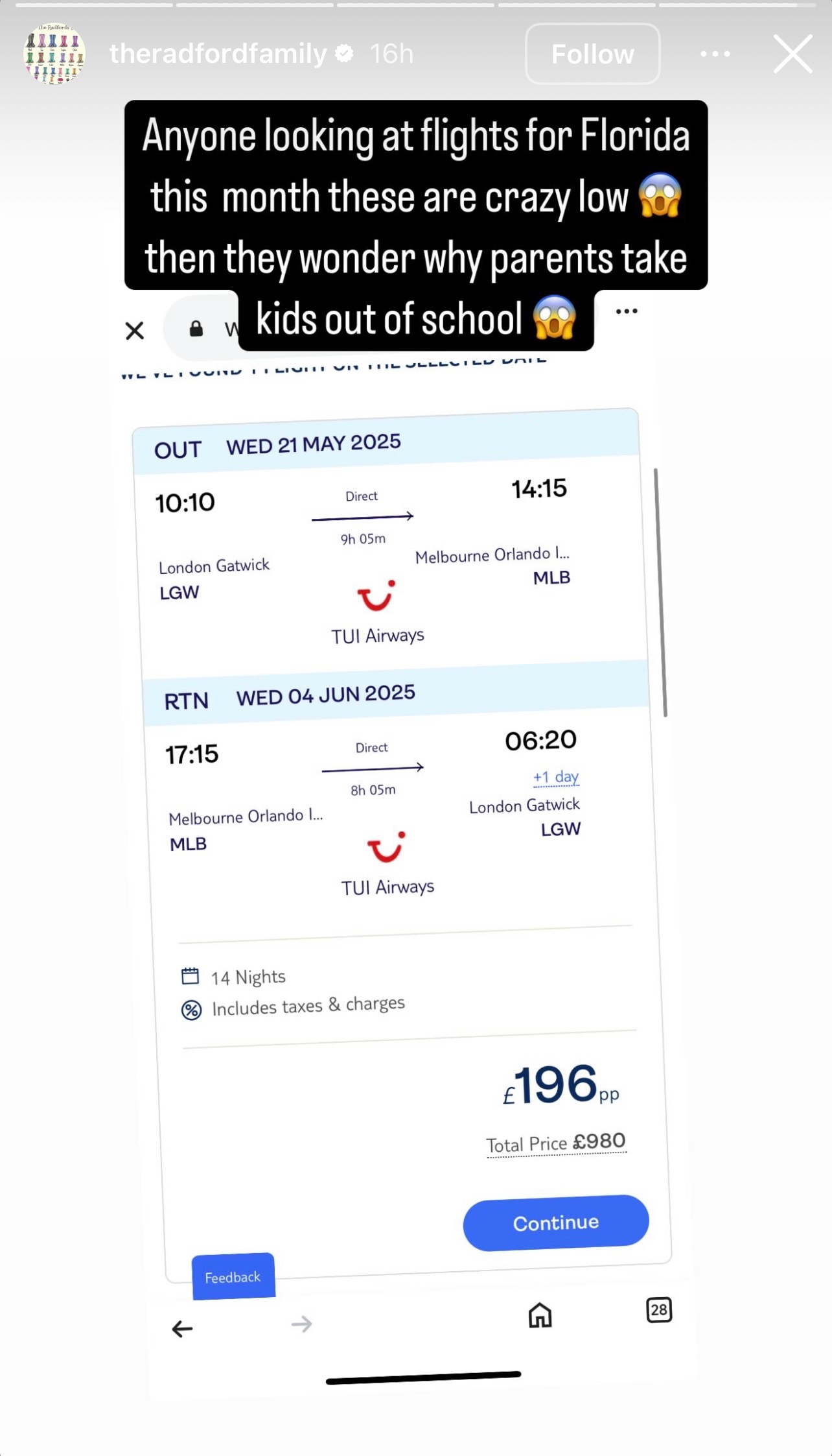 Sue's Instagram Story