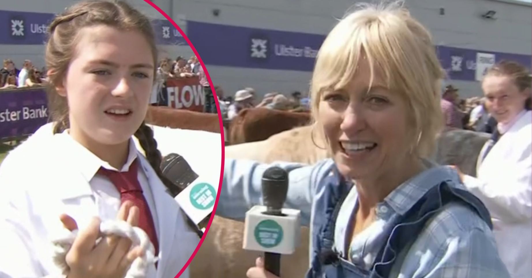 This Morning's Clodagh McKenna speaking to a child and a cow