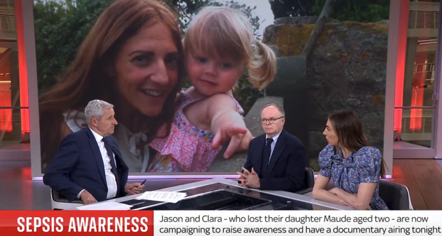 Jason Watkins and wife Clara speaking about late daughter Maude