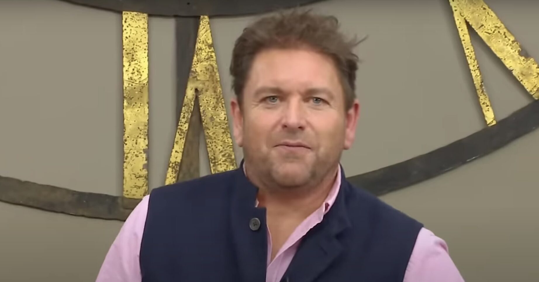 James Martin in a cardigan for a Christmas broadcast of his Saturday morning TV show