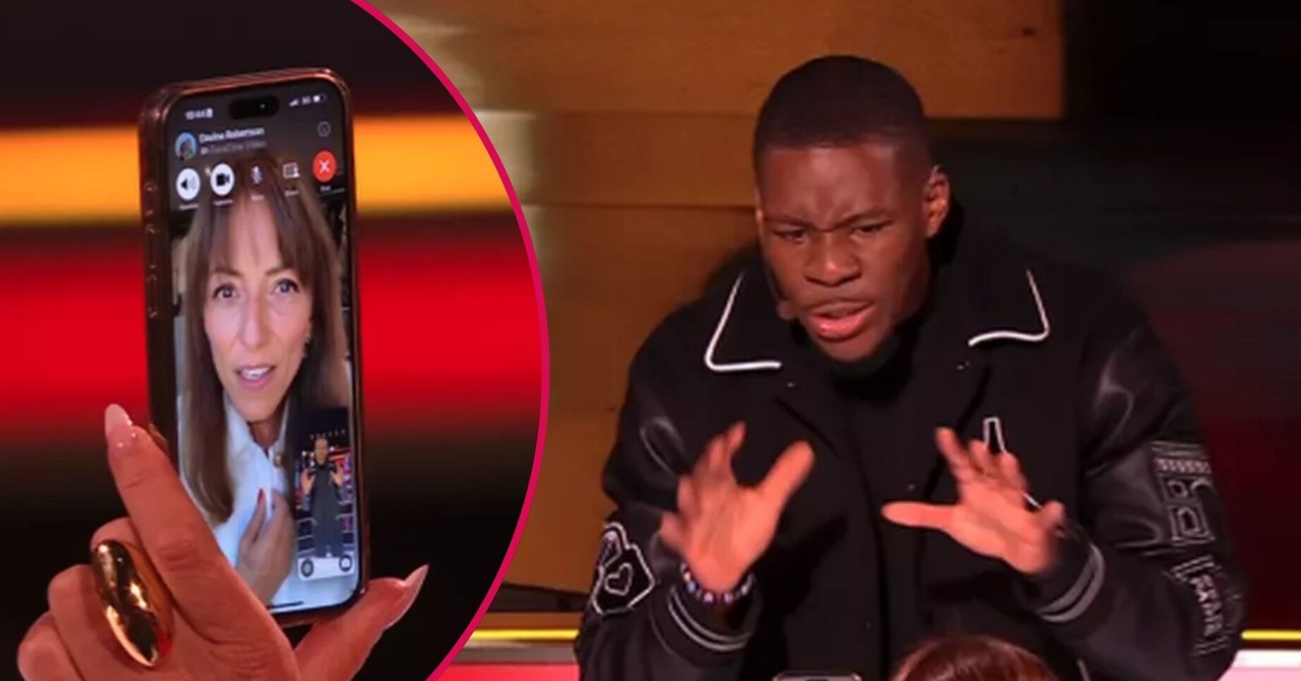 Davina McCall on the phone to Amanda Holden on BGT / TK Magic on BGT