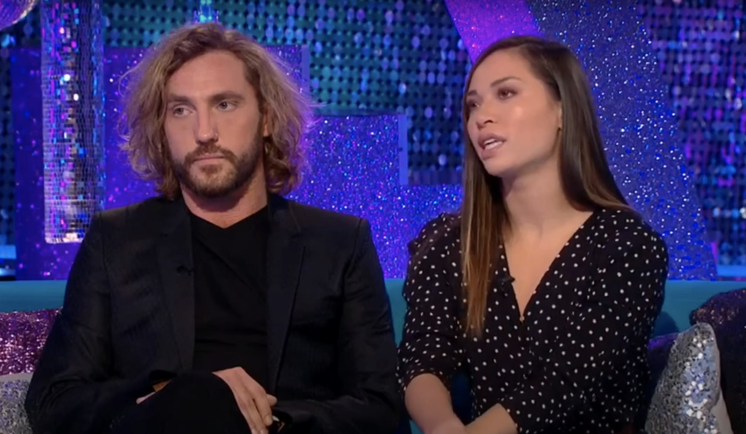 Seann Walsh and Katya Jones being interviewed by Zoe Ball
