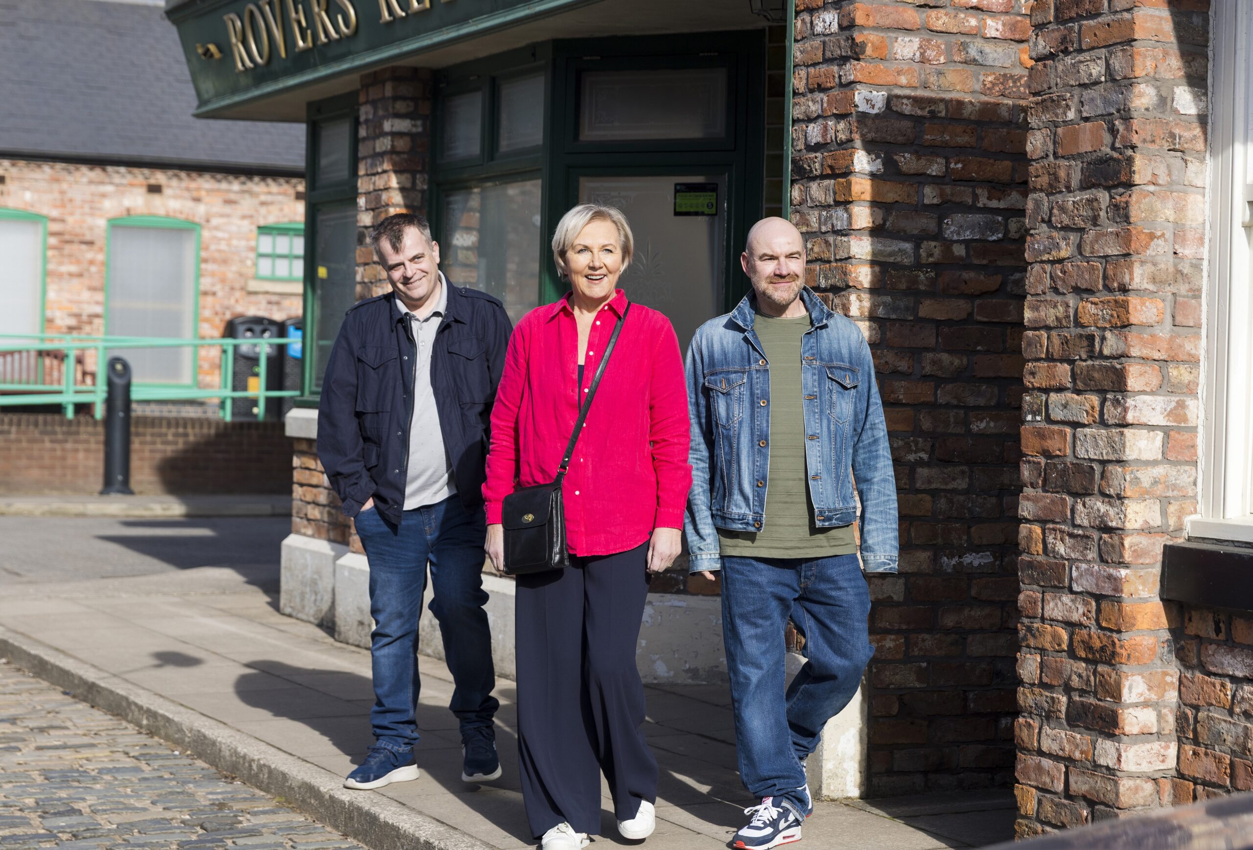 Coronation Street's Eileen, Tim and Steve smiling