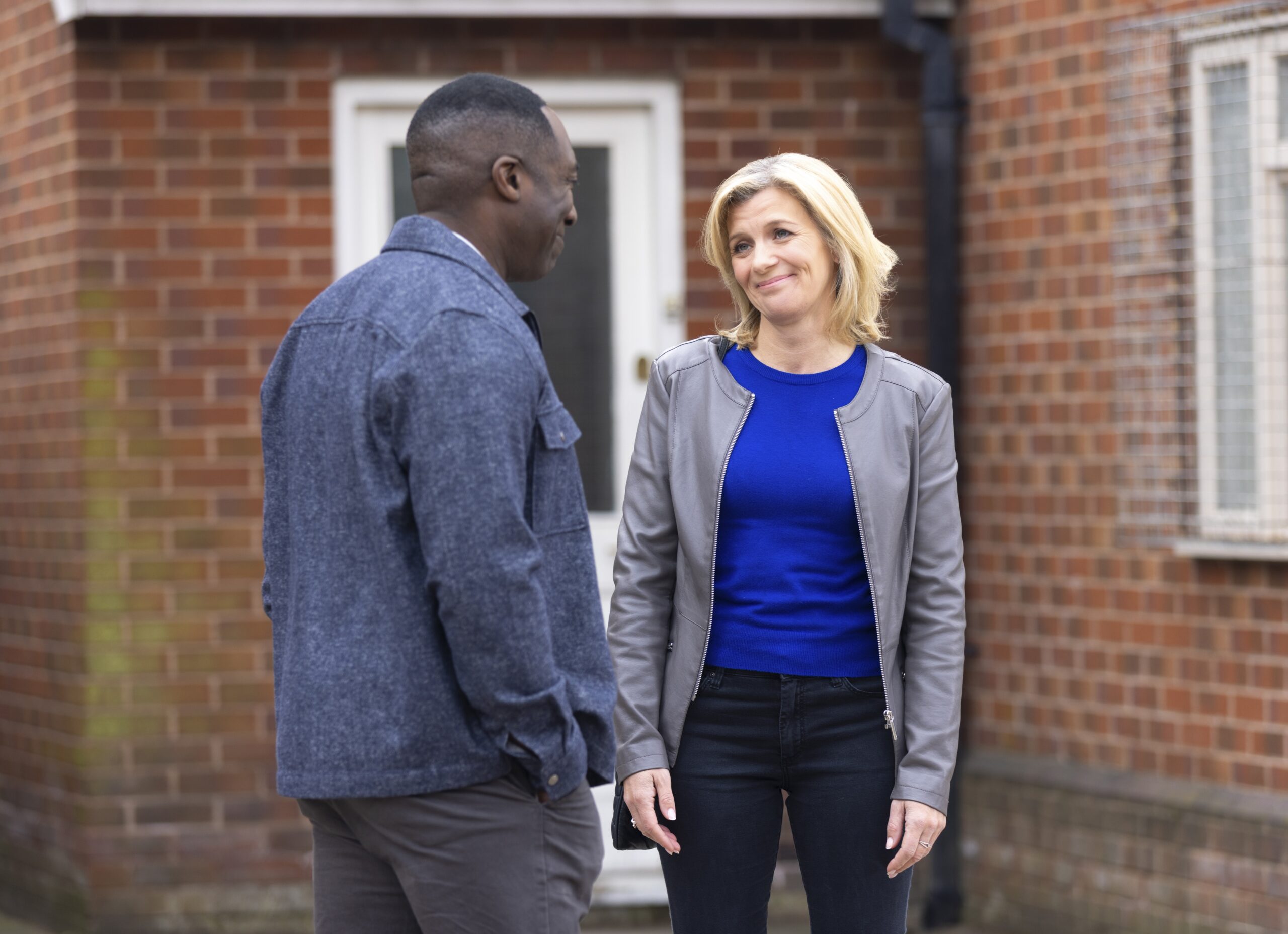 Coronation Street's Leanne and Ronnie smile at each other