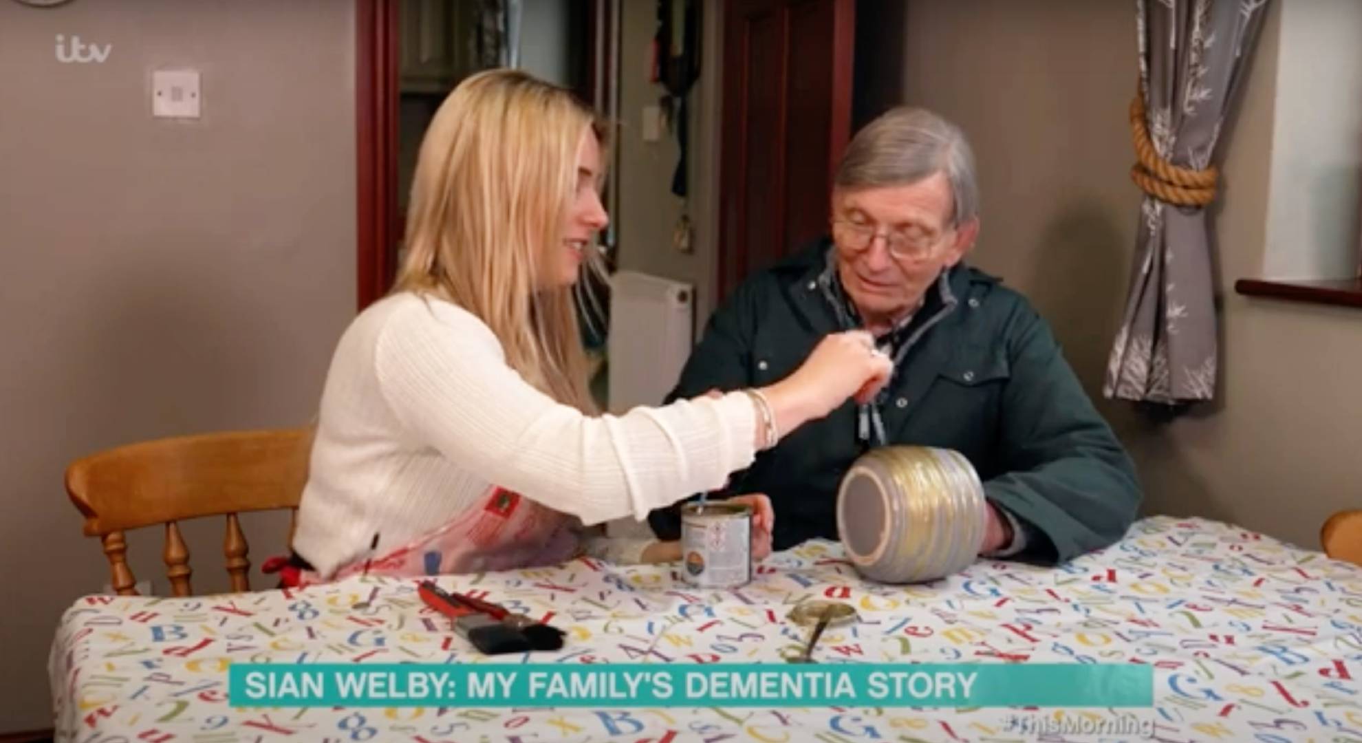 Sian Welby painting with her dad