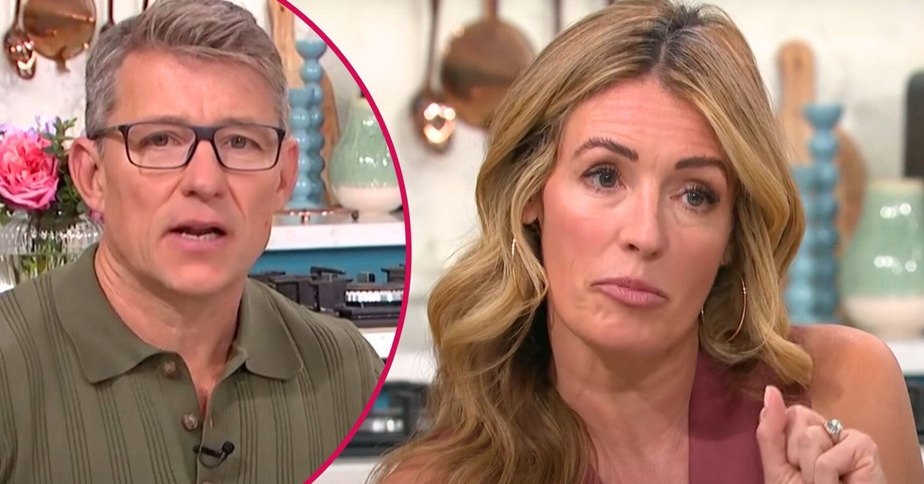 Ben Shephard looks serious, Cat Deeley appears concerned