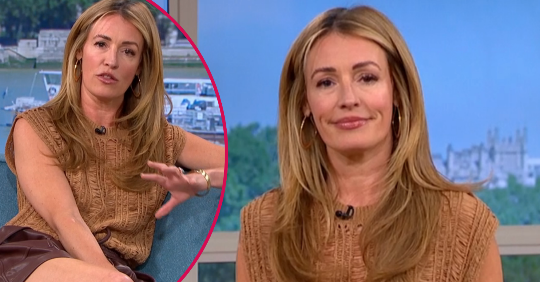 Cat Deeley wearing shorts presenting This Morning