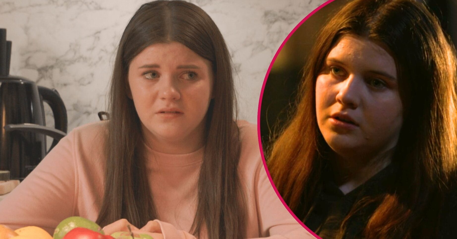 Lily looks upset in EastEnders; inset, as she says goodbye (Picture: BBC/Composite: ED!)