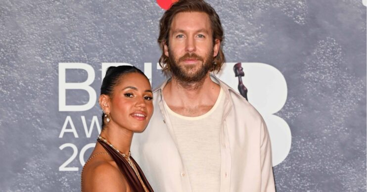 Vick Hope and Calvin Harris on the red carpet