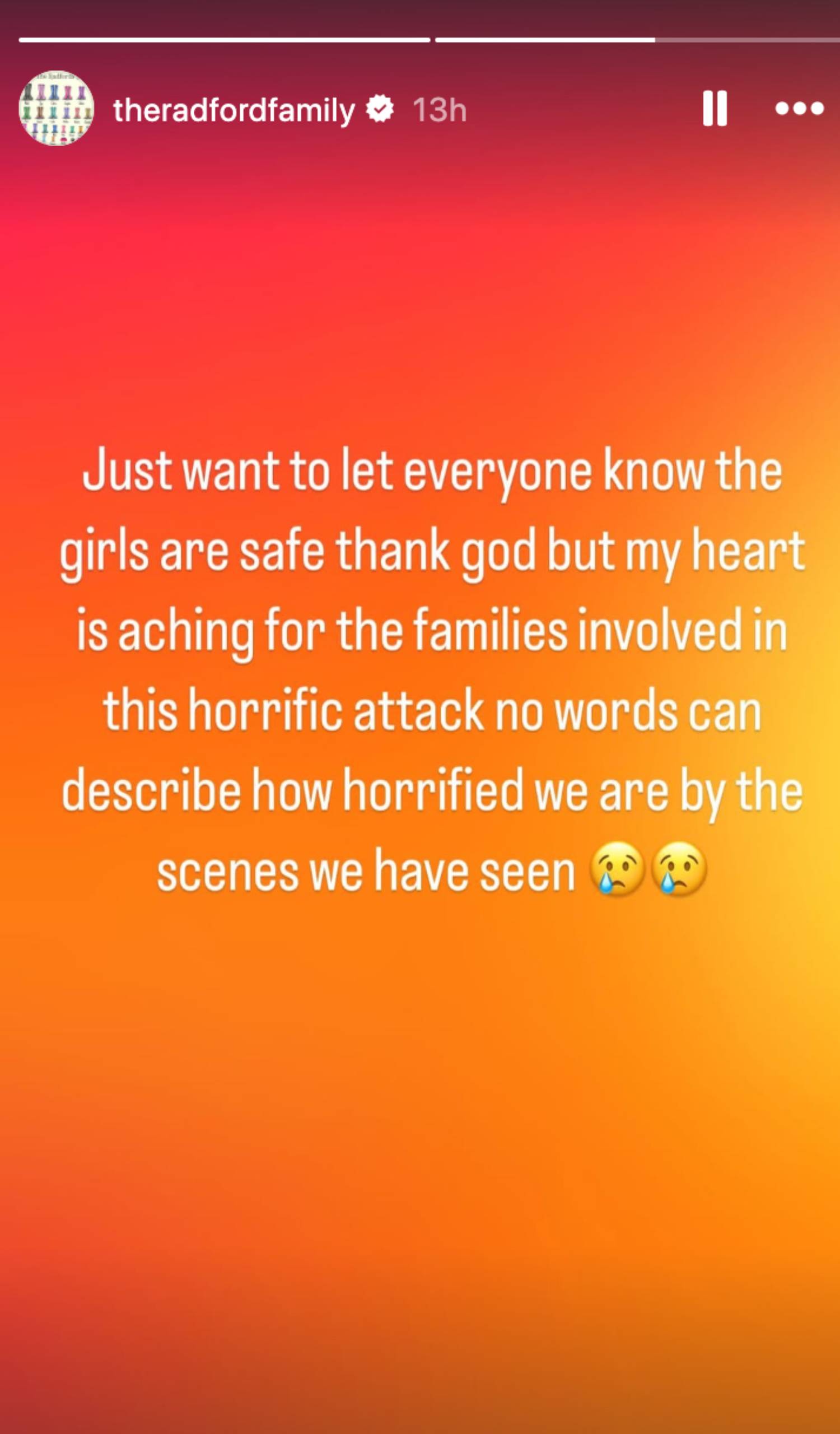 Sue Radford shares Instagram Story about her children