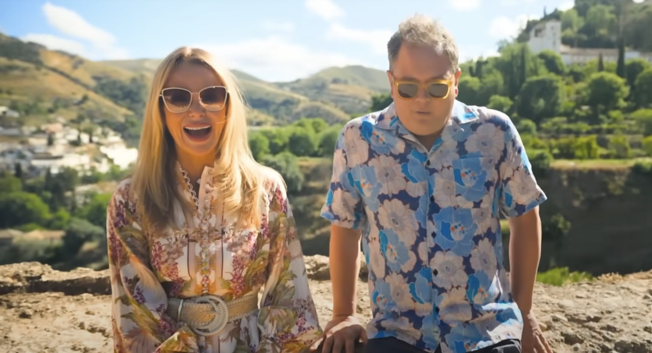 Amanda Holden and Alan Carr shooting Spanish Job