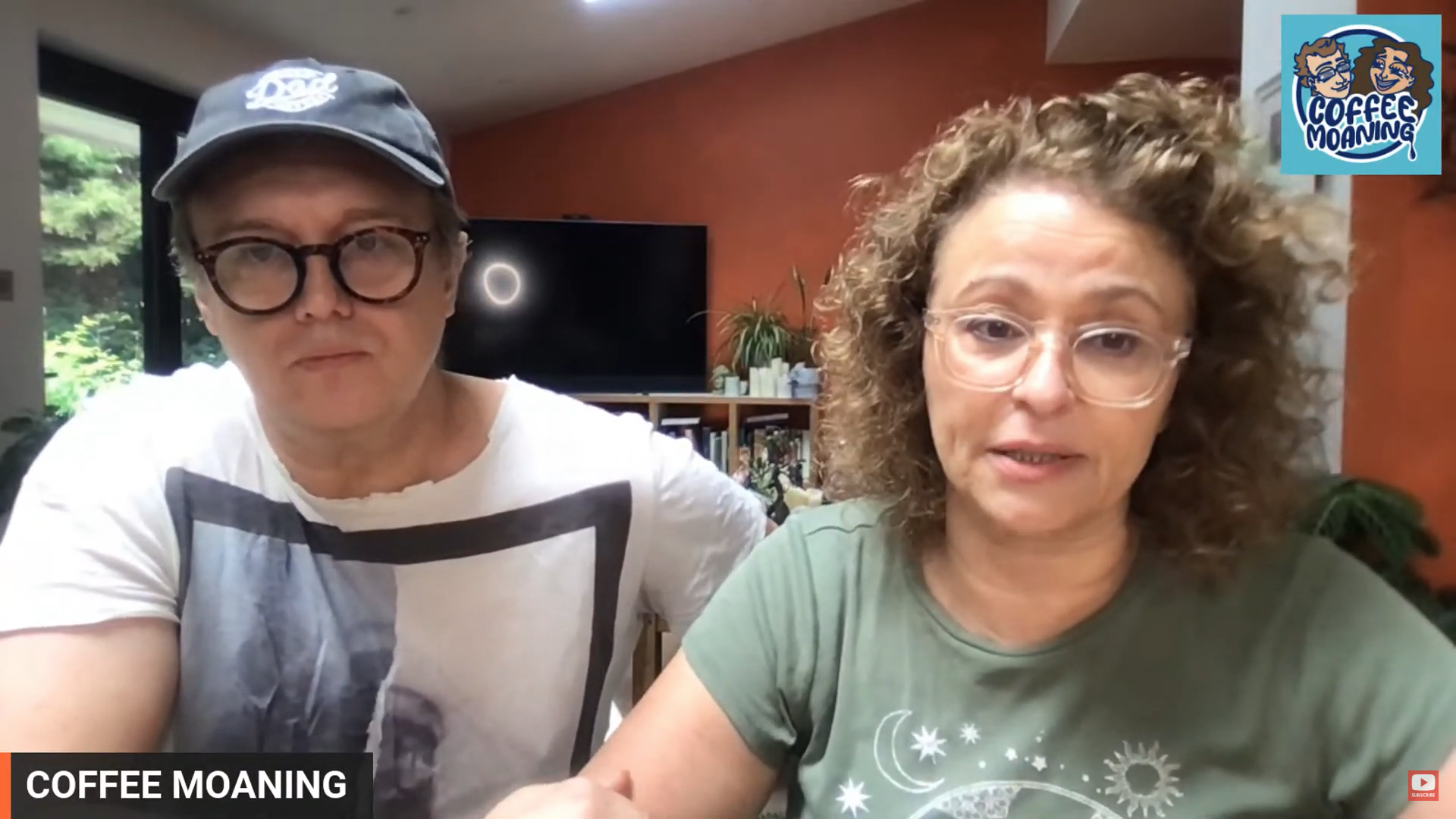 Nadia Sawalha and her husband on their podcast