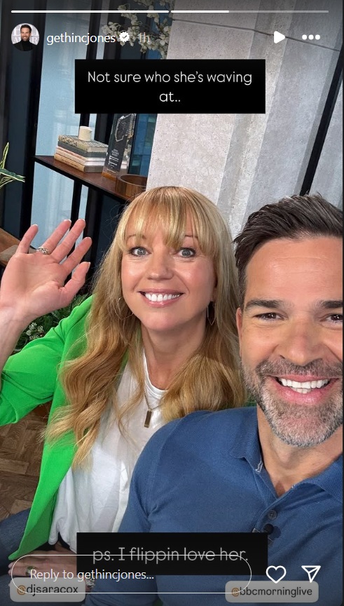 Gethin Jones and Sara Cox smiling