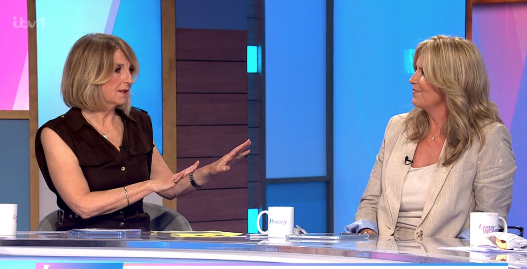 Kaya Adams and Penny Lancaster speaking on Loose Women