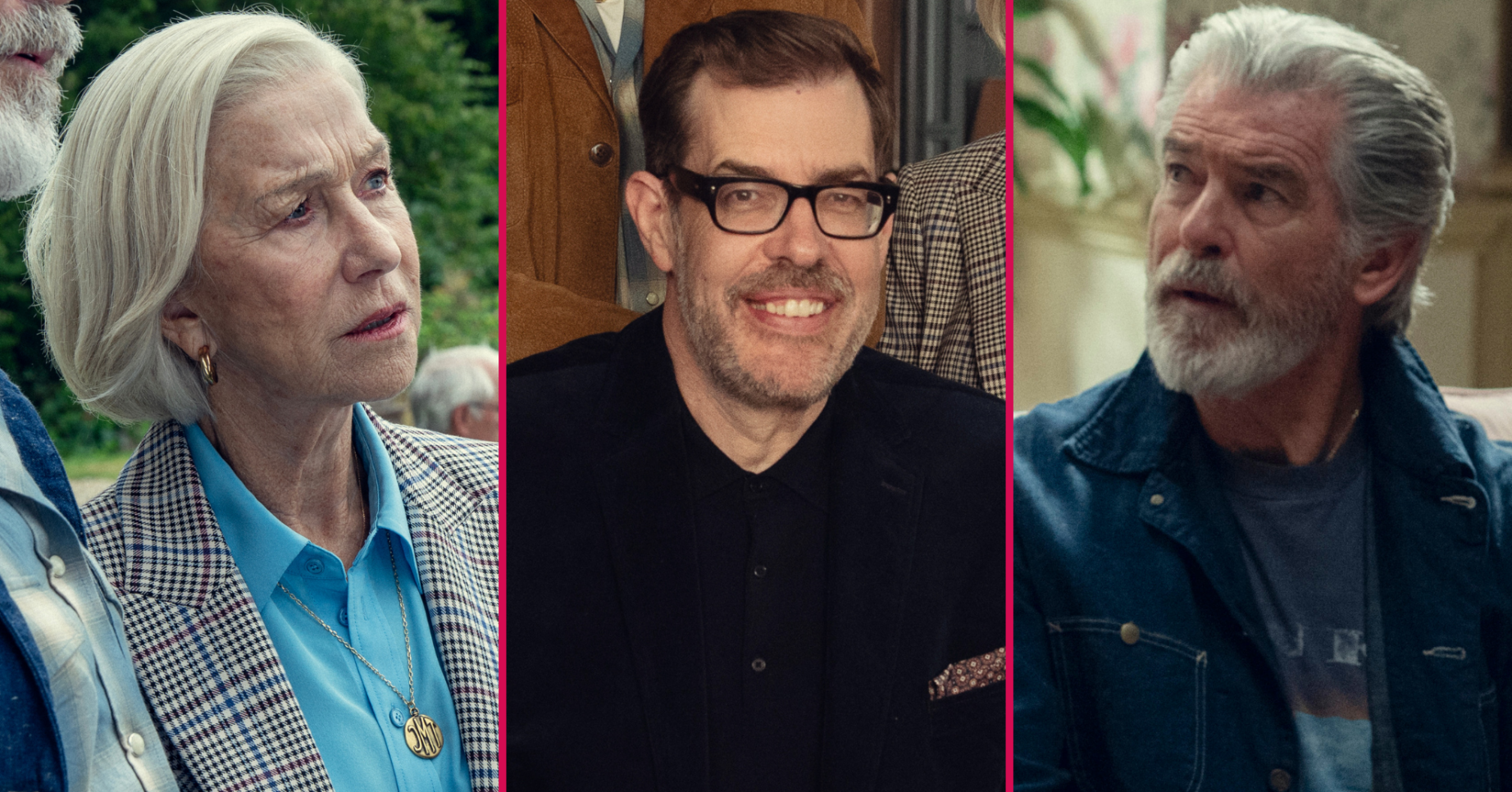 Helen Mirren, Richard Osman and Pierce Brosnan