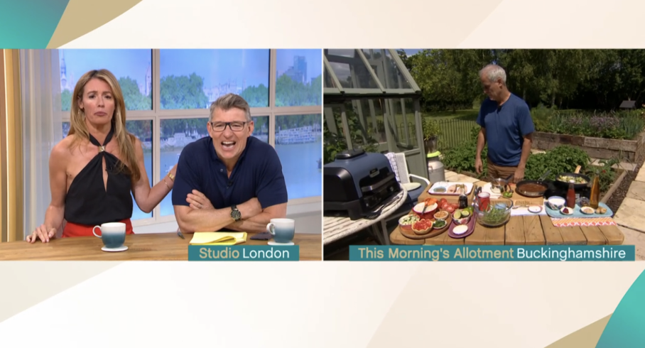 Cat and Ben split screen with Phil Vickery 