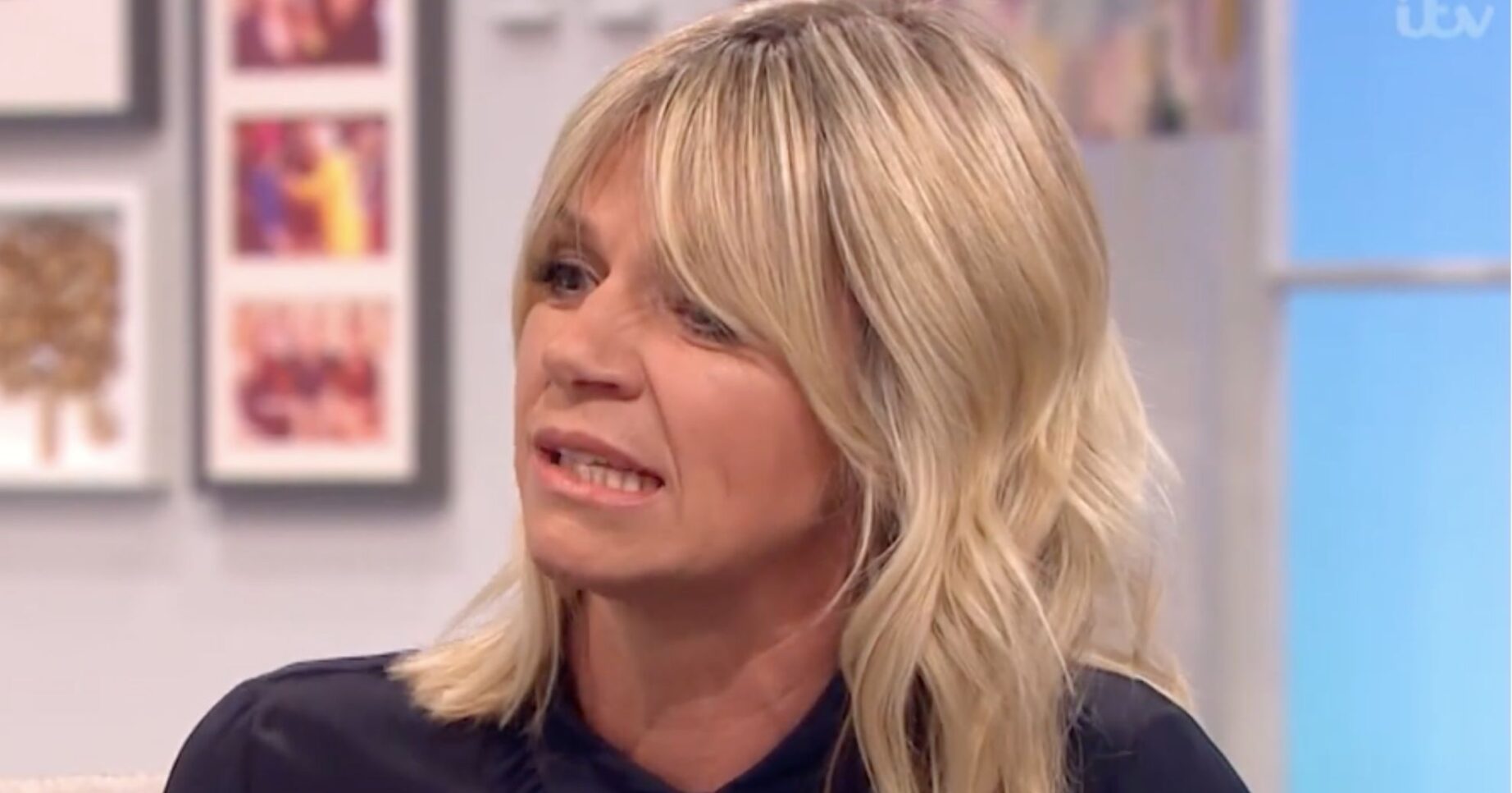 Zoe Ball looking serious