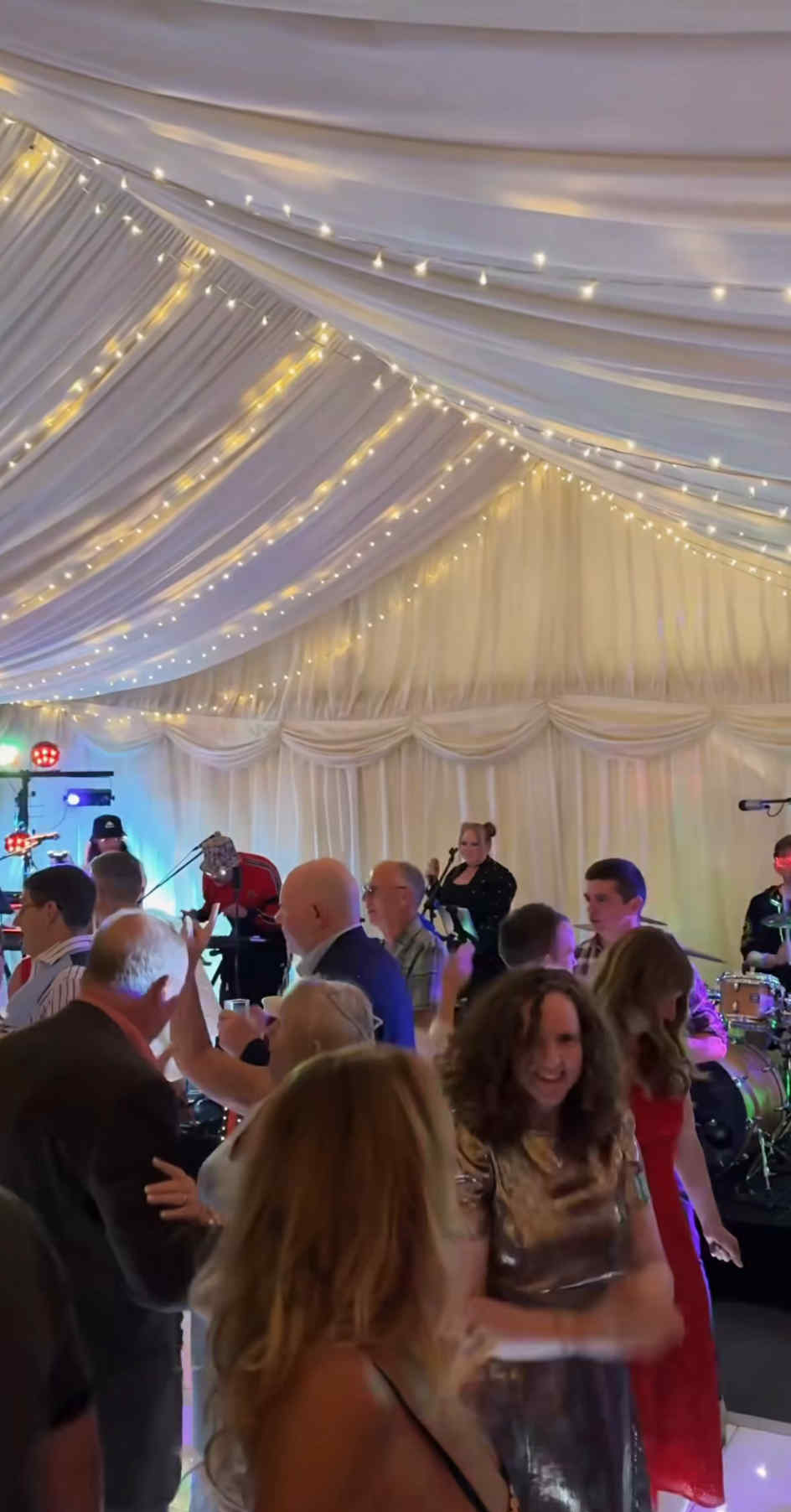 Wedding guests dancing 